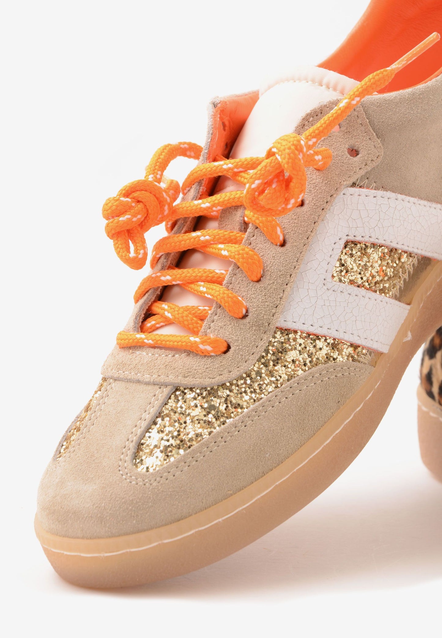 DIVINE FOLLIE - Sneakers Glitter Animalier Arancio