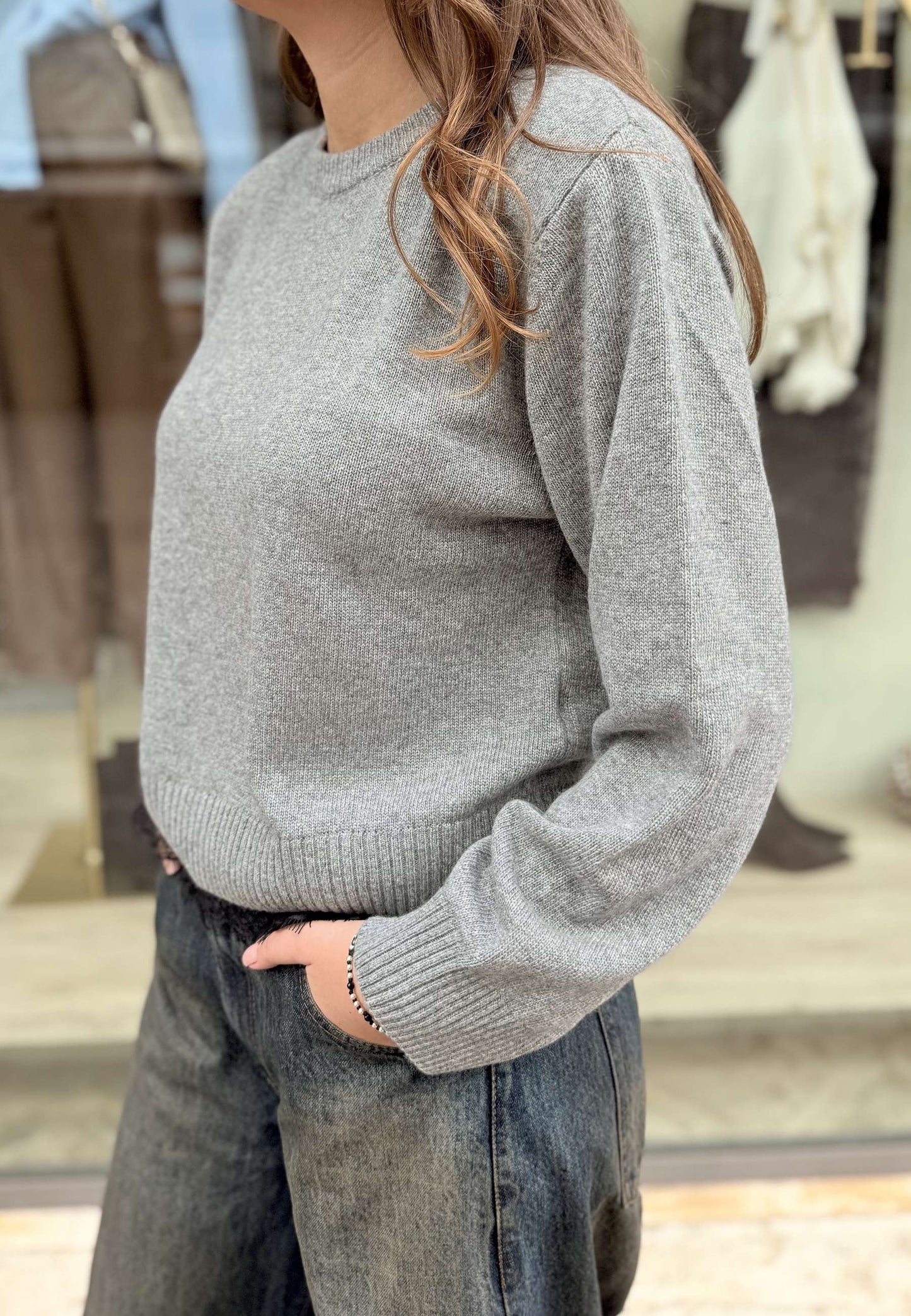 MOTEL - Pullover Lingerie Con Spallina Grigio