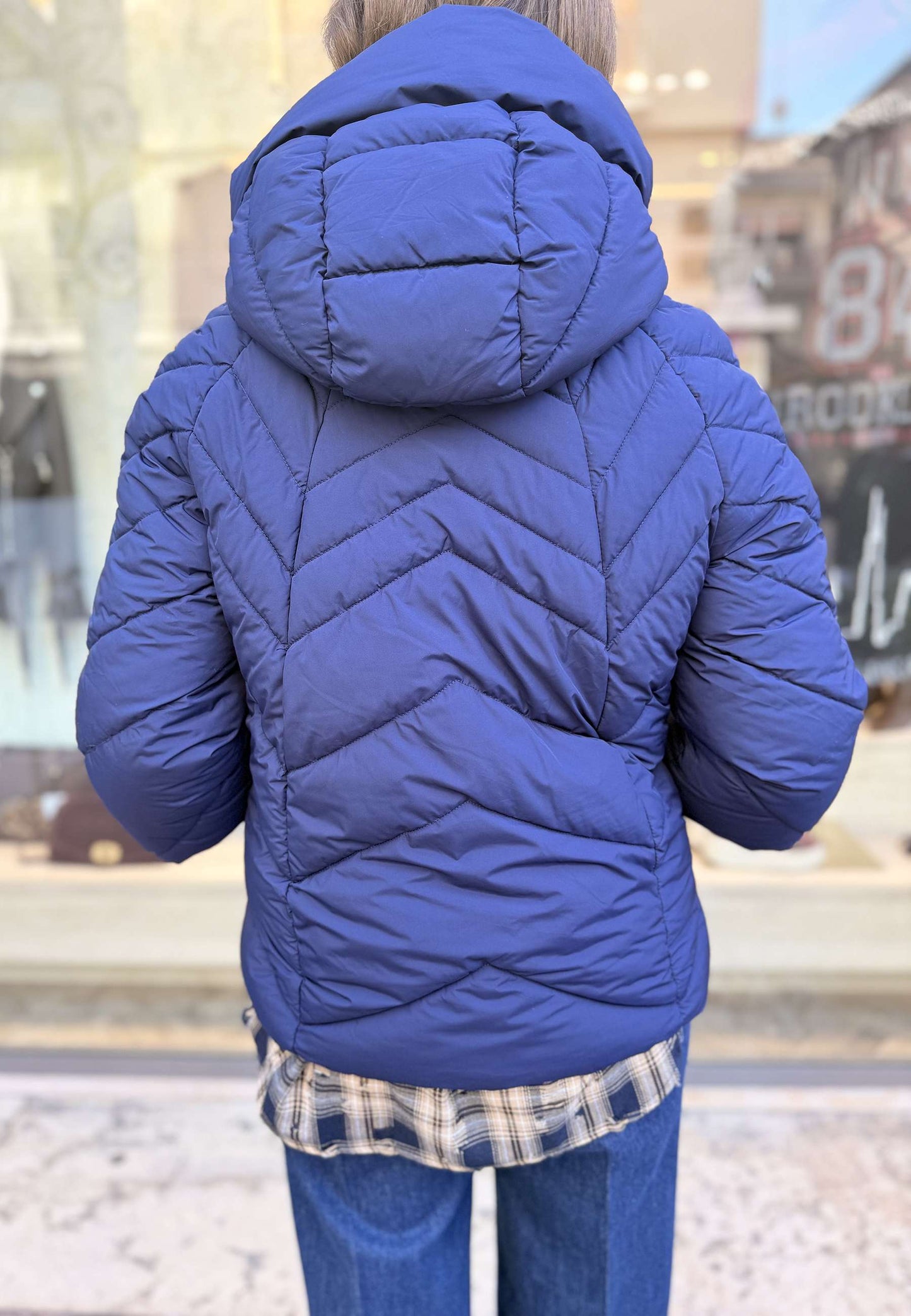 PLEASE - Piumino Trapuntato Con Cappuccio Blu