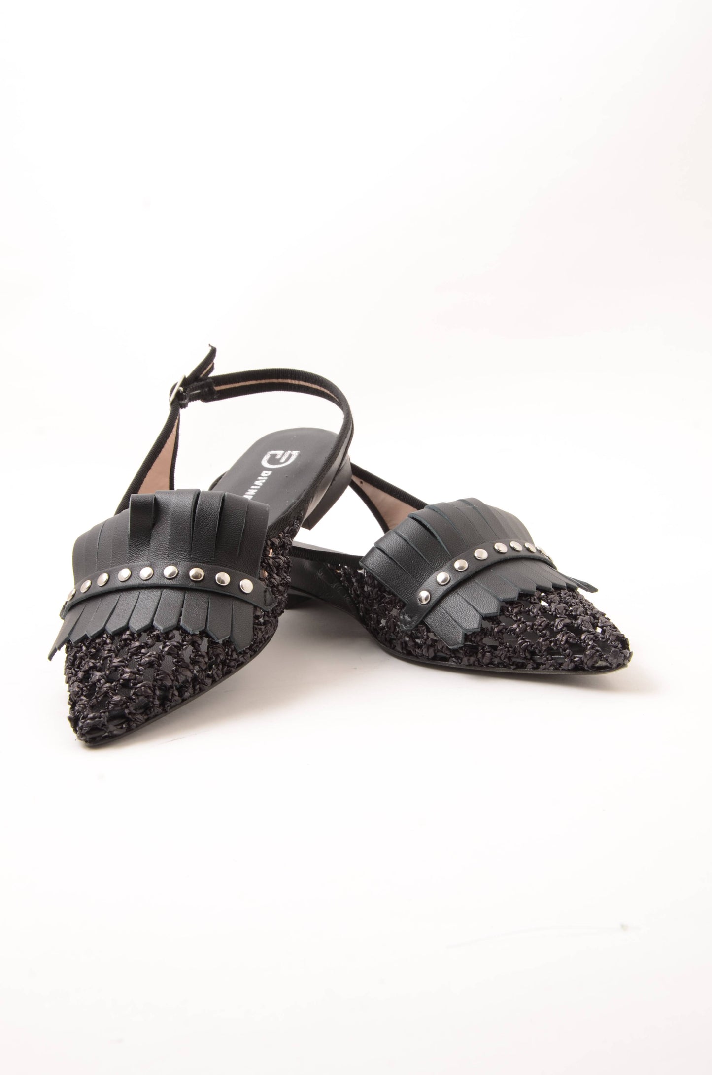 DIVINE FOLLIE - Slingback Raffia Nero