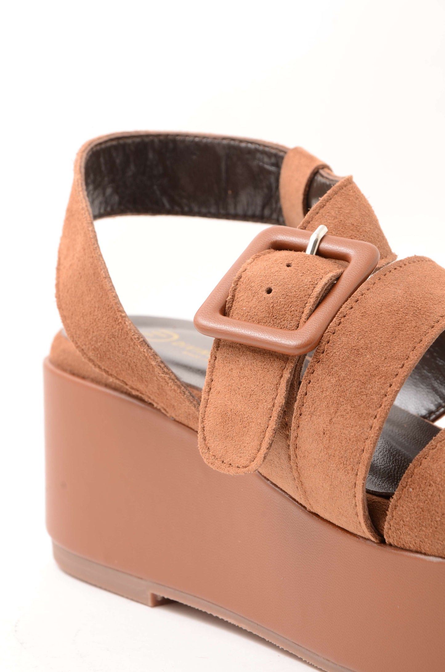 DIVINE FOLLIE - Zeppa Camoscio Con Fibbia Cuoio