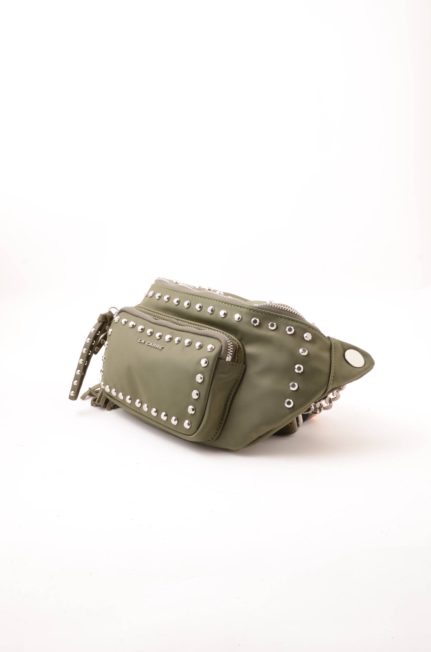 LA CARRIE - Marsupio Dark Nylon Borchie Oliva