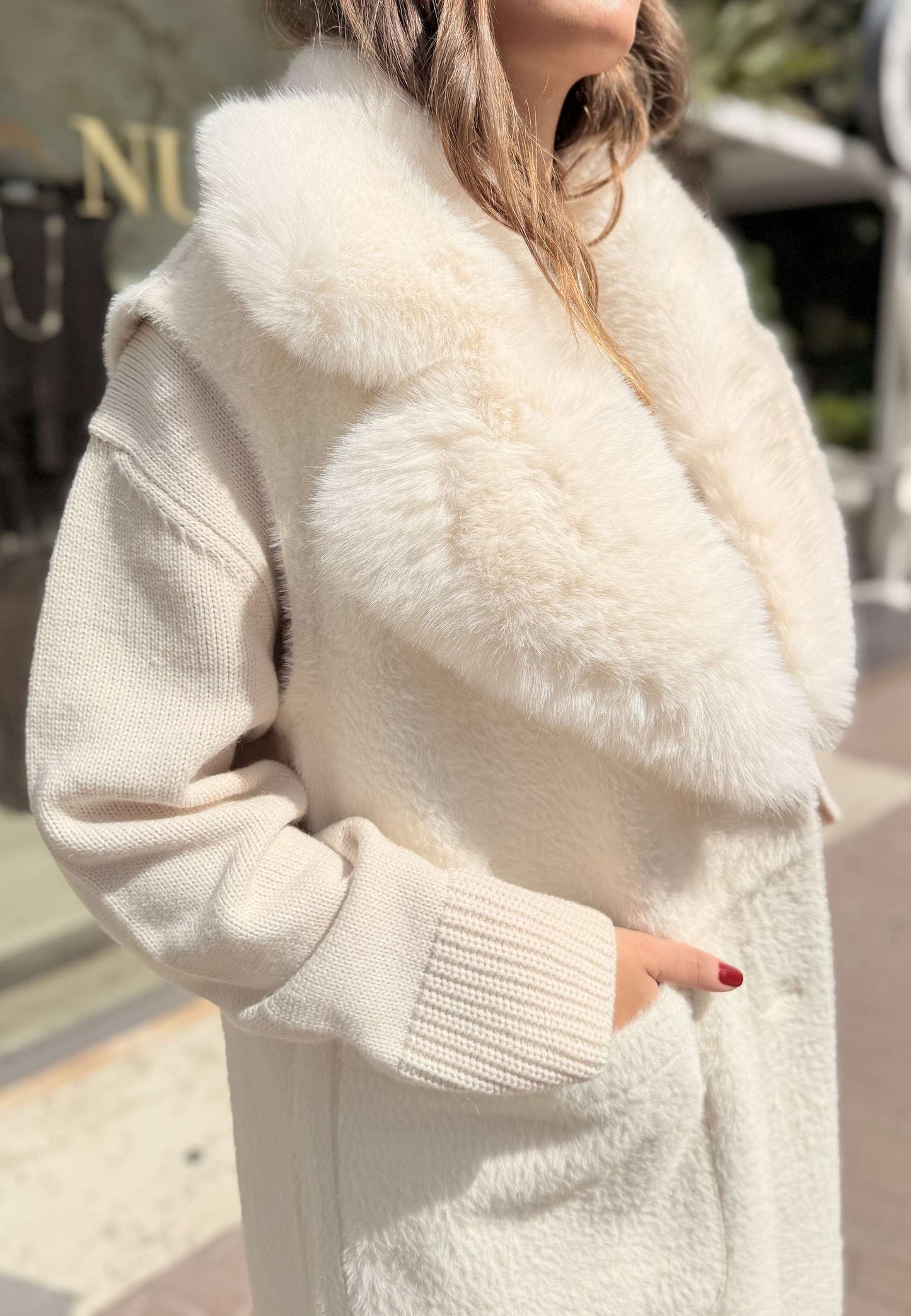 ALEX & MAX - Gilet Ecopelliccia Reverse Panna