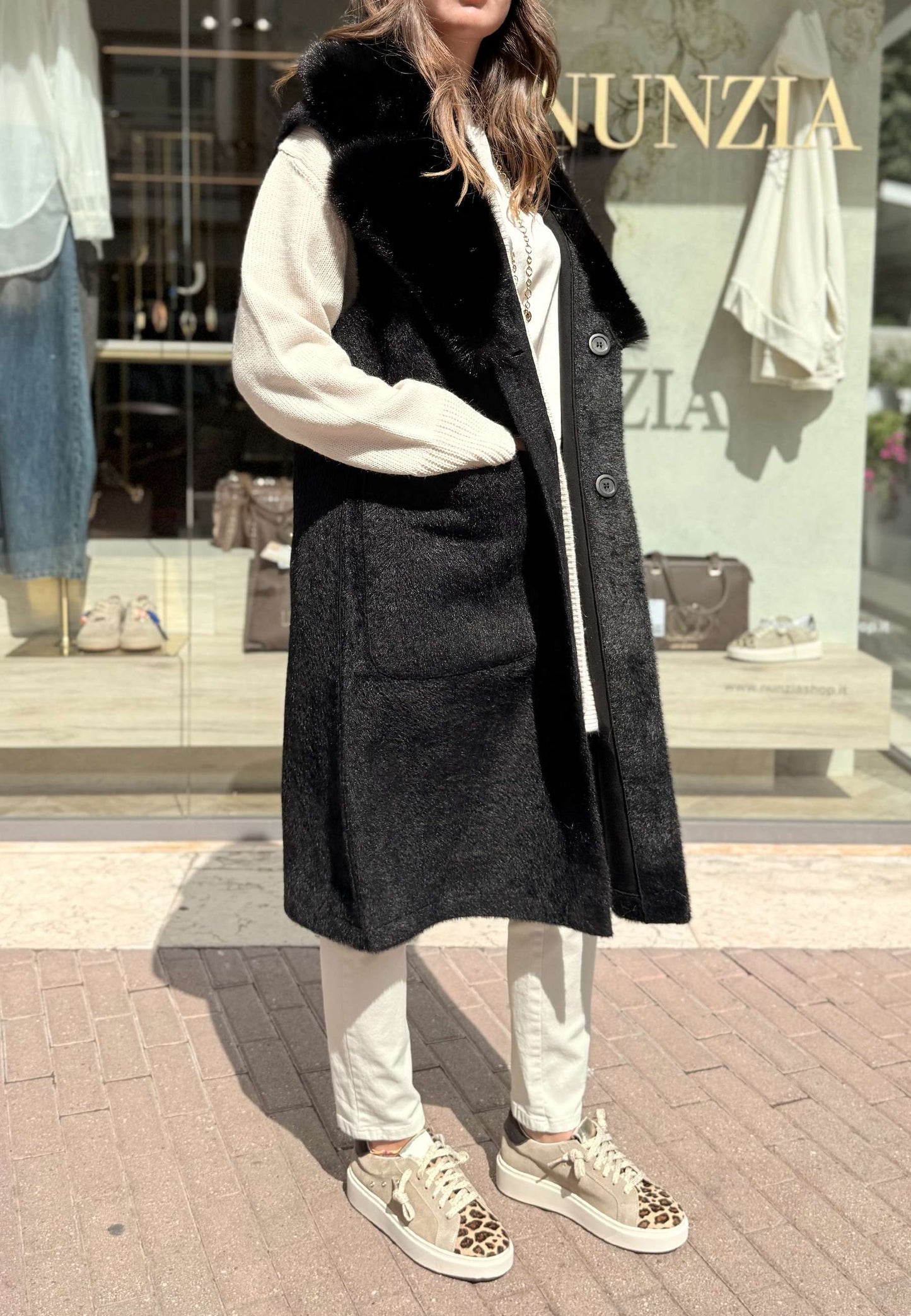 ALEX & MAX - Gilet Ecopelliccia Reverse Nero