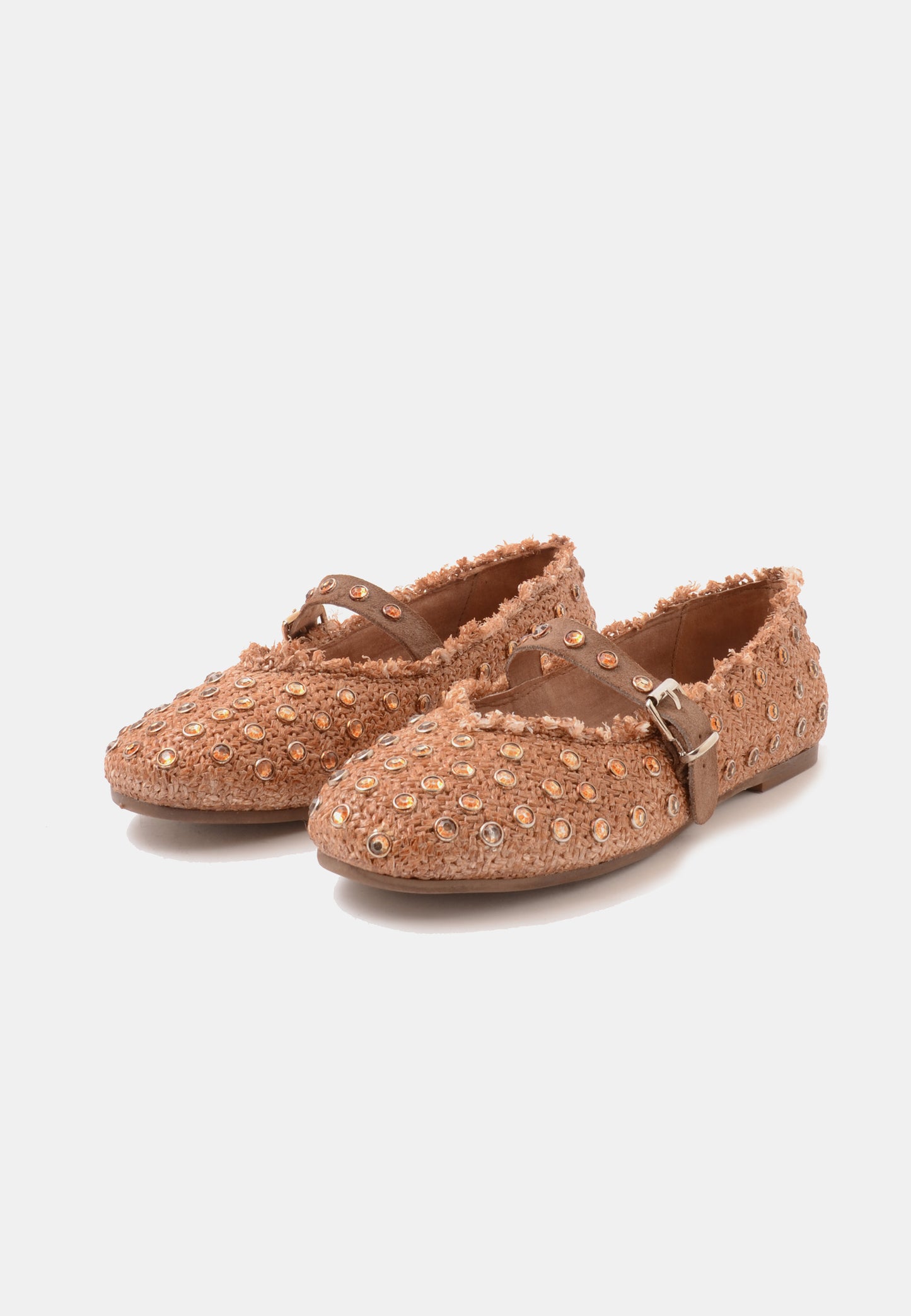 DIVINE FOLLIE - Ballerina Raffia e Strass Cuoio