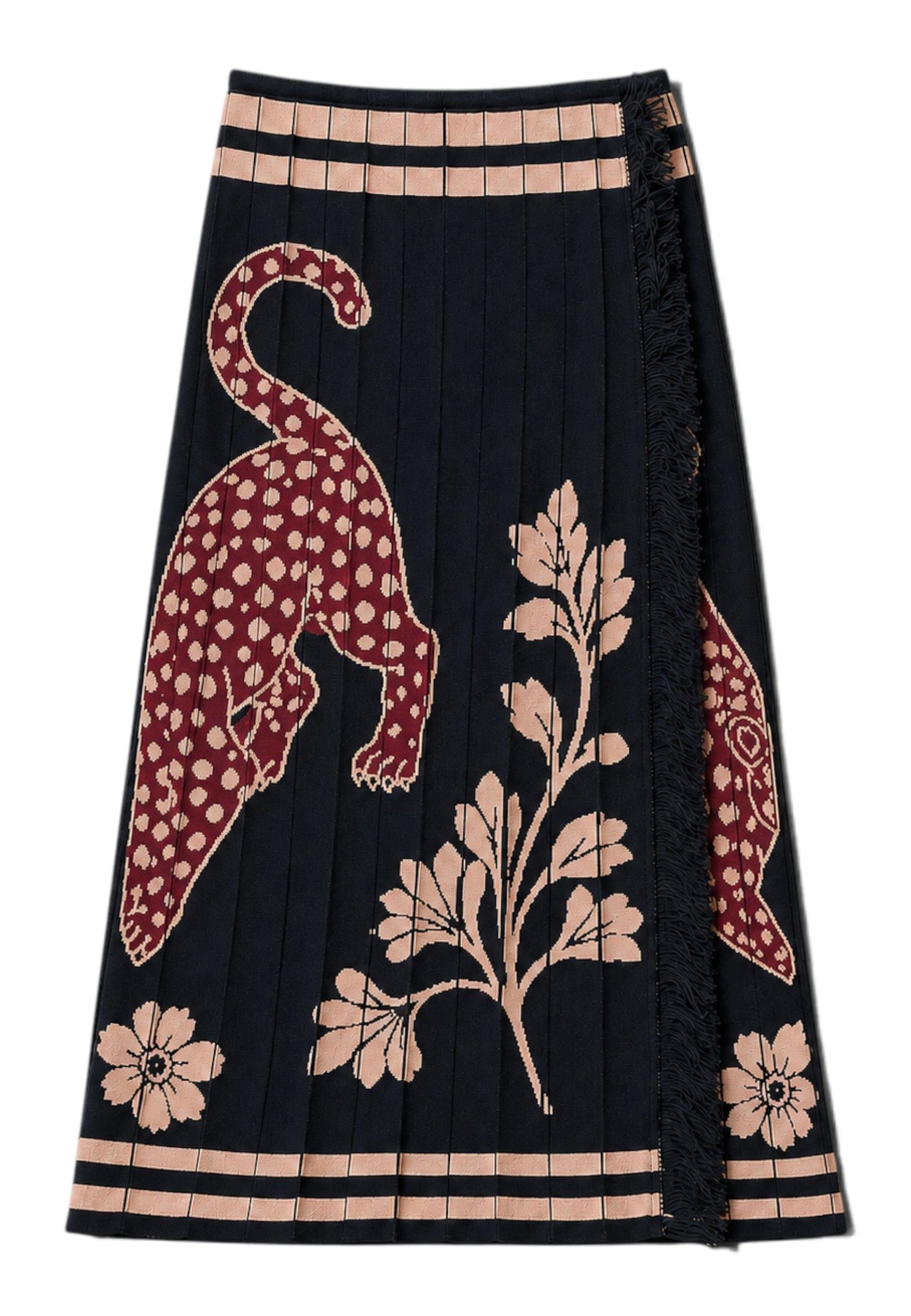 MOTEL - Gonna Midi In Maglia Tigre Nero