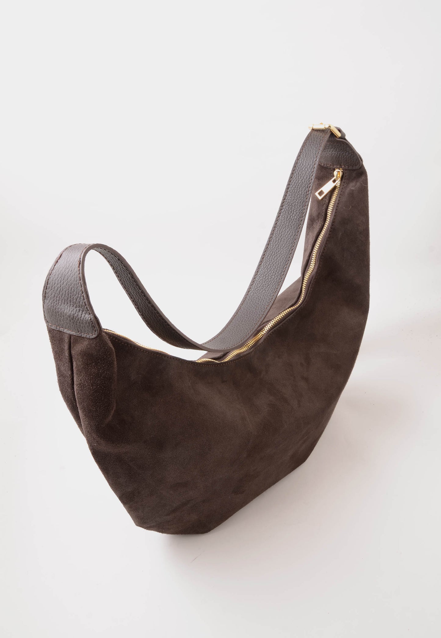NUNZIA - Borsa Hobo Camoscio PRINCY Mocha