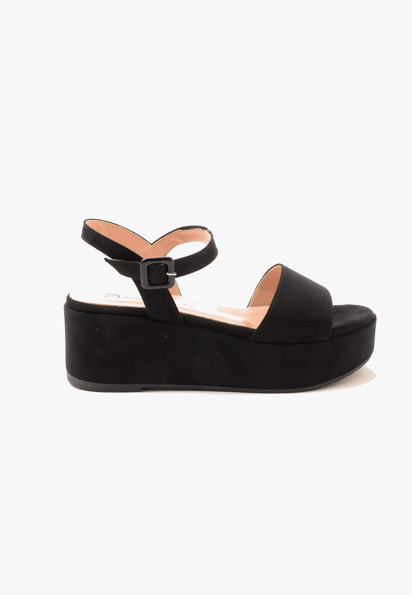 DIVINE FOLLIE - Sandalo Zeppa Camoscio Nero