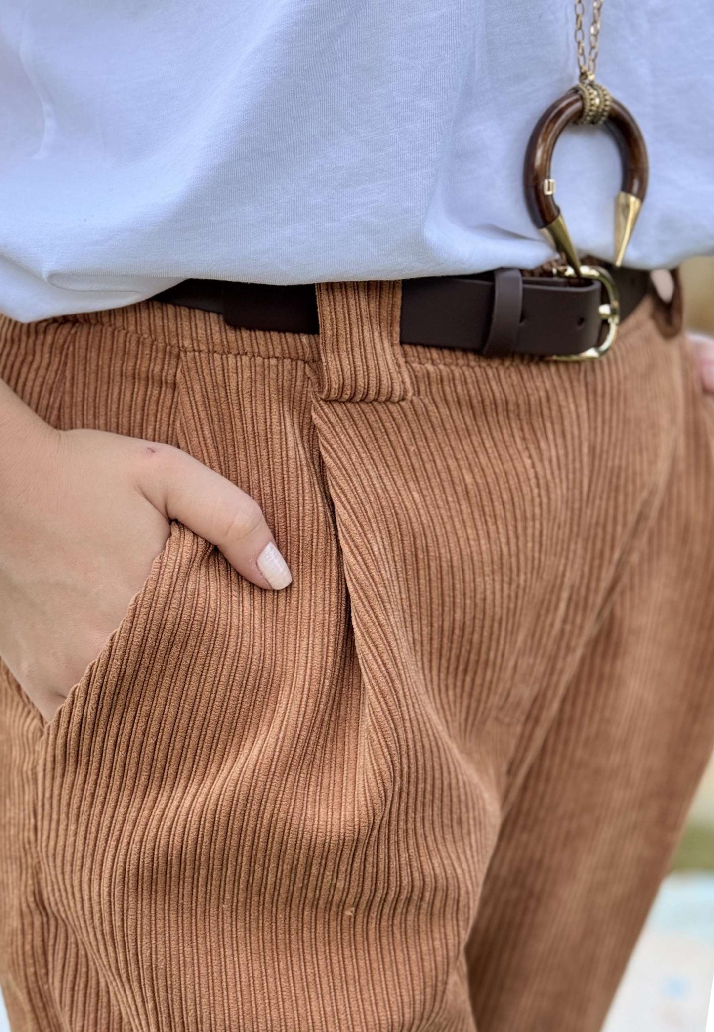 MOTEL - Pantalone Carrot Fit Velluto A Costine Camel