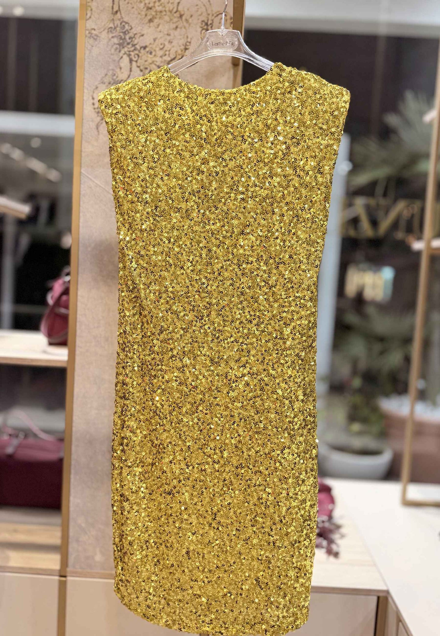 MOTEL - Abito Paillettes Lime