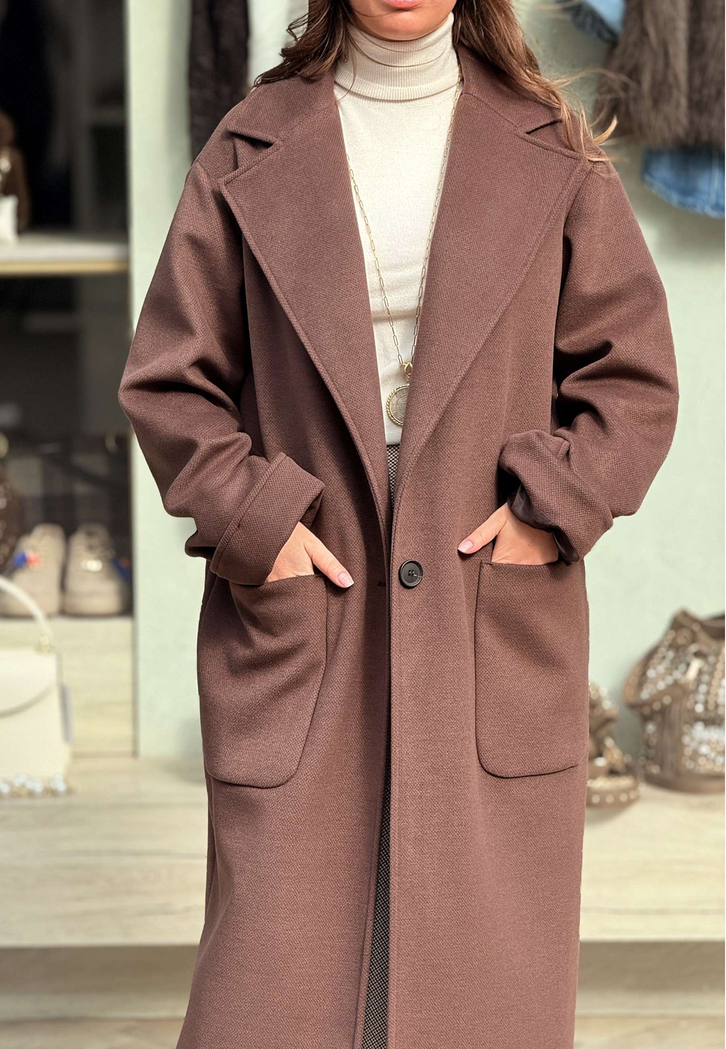 MOTEL - Cappotto Monopetto Over Moro
