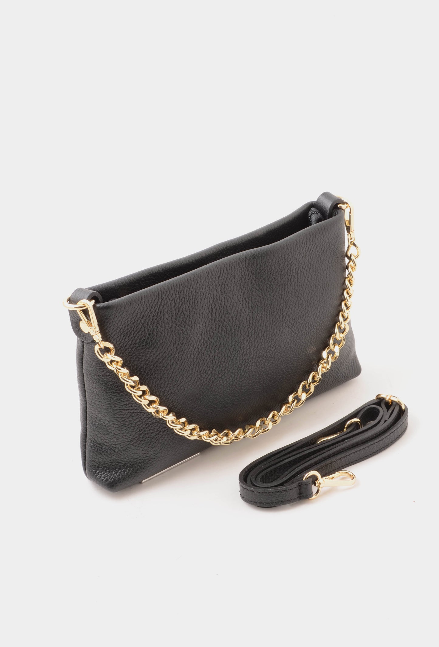 NUNZIA - Clutch Vera Pelle GINEVRA Nero