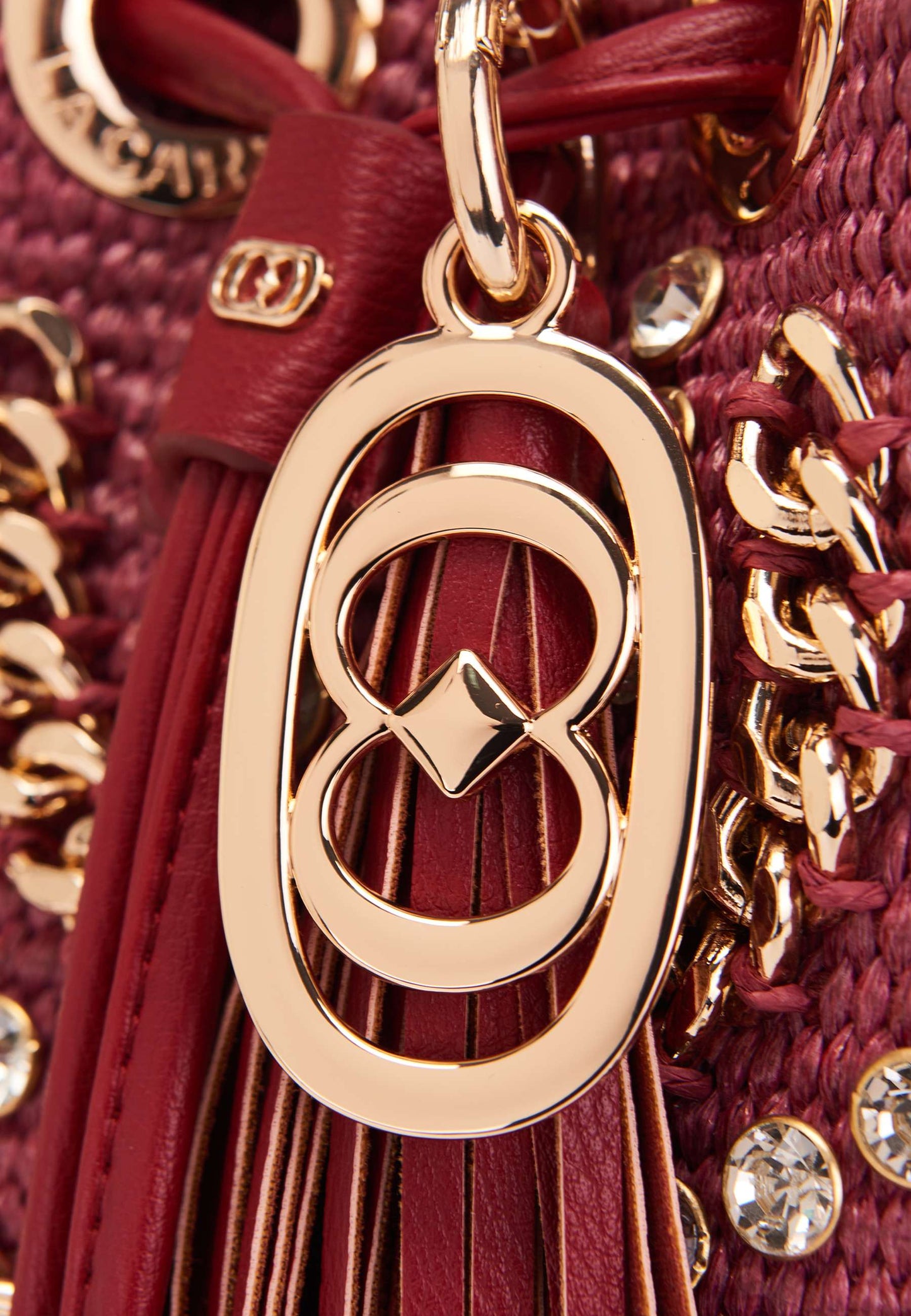 LA CARRIE - Secchiello Mirror Raffia Marsala