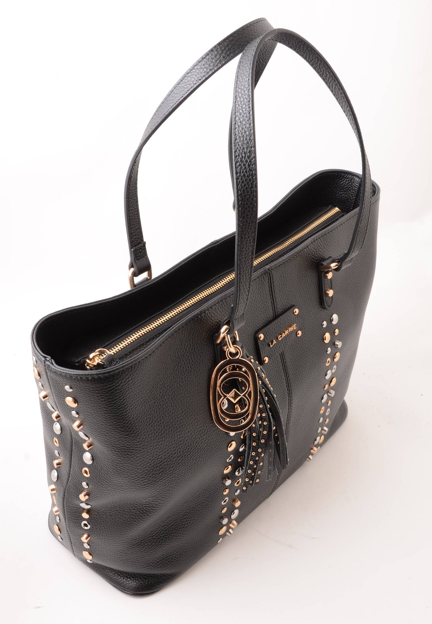 LA CARRIE - Shopping Bag Explosion Vera Pelle Nero