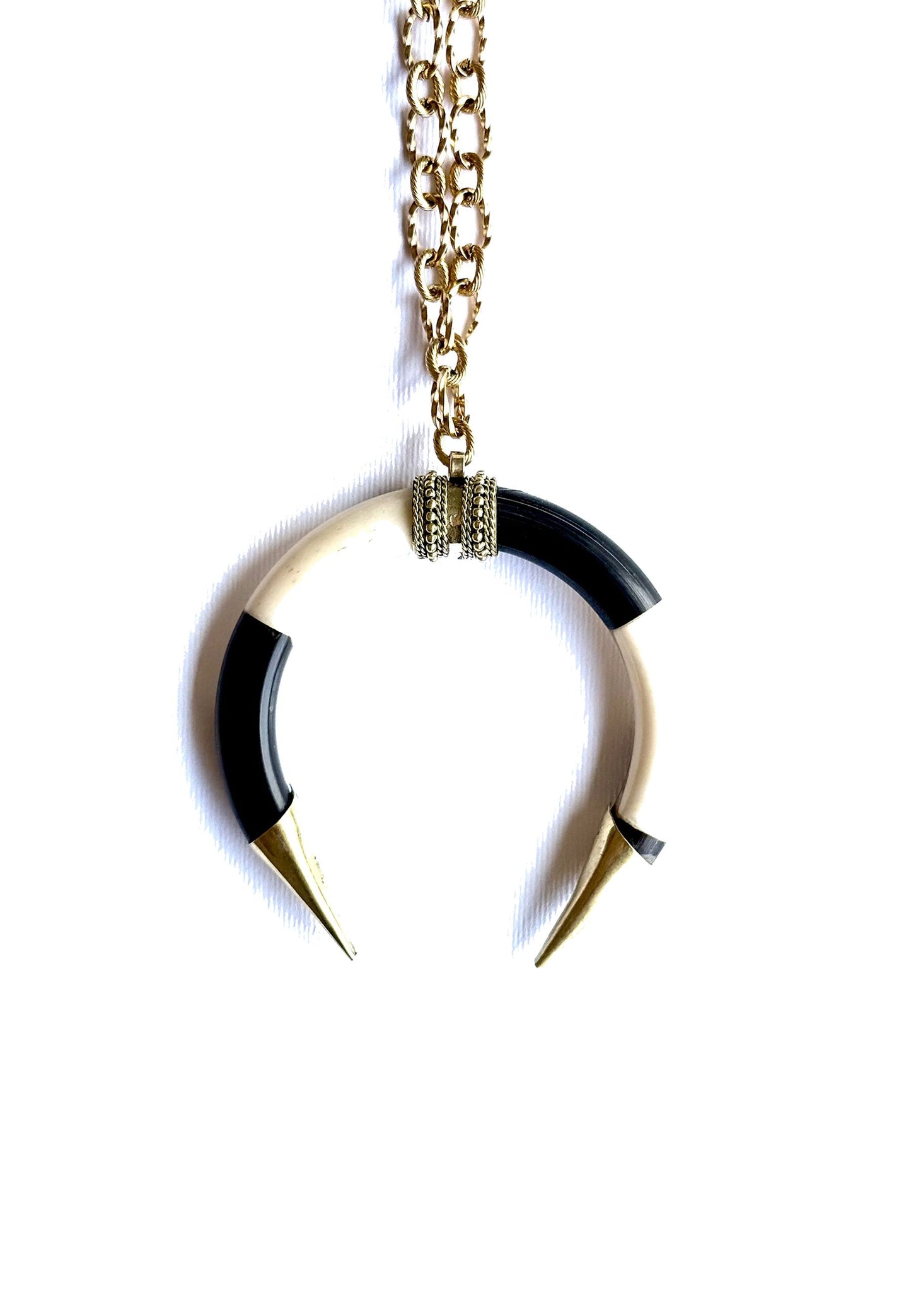 LARA11 - Collana Lunga MOON Bianco Nero