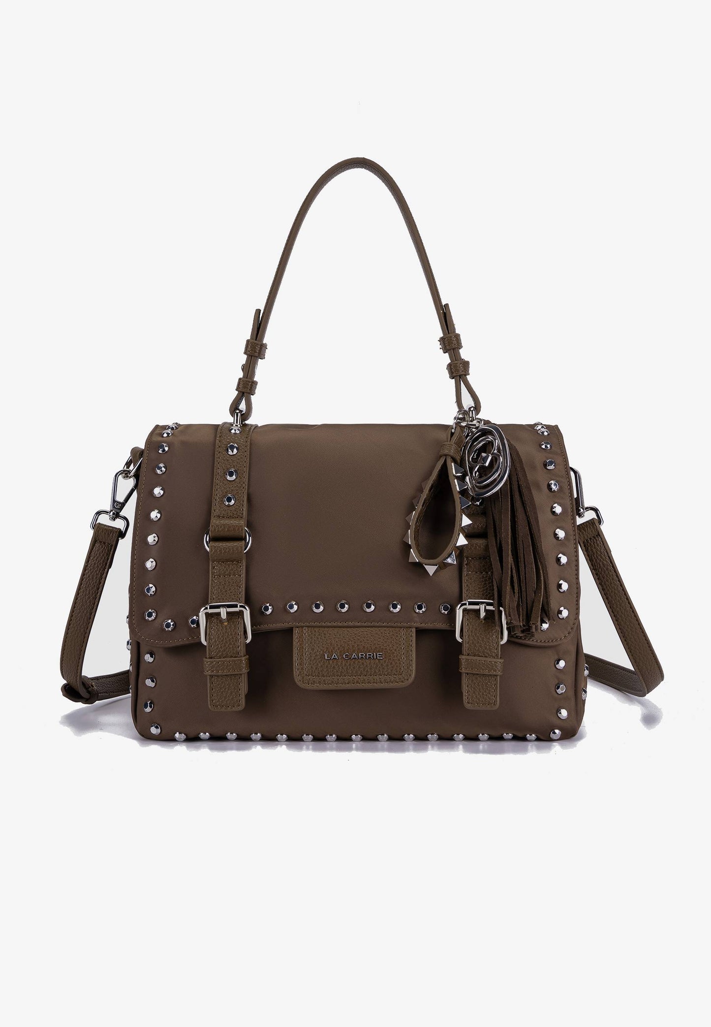 LA CARRIE - Shopping Bag Dark Nylon Borchie Mocha
