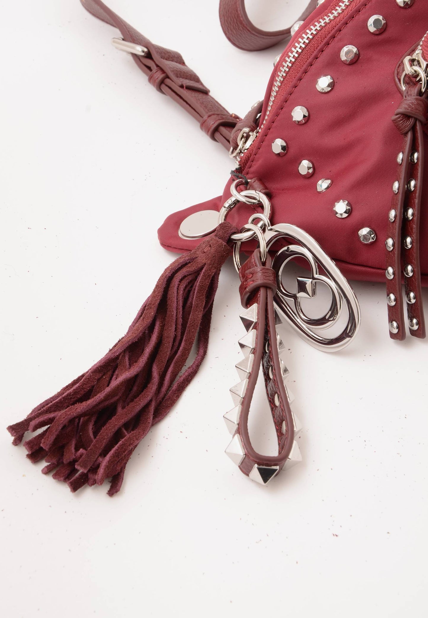 LA CARRIE - Marsupio Dark Nylon Borchie Cherry
