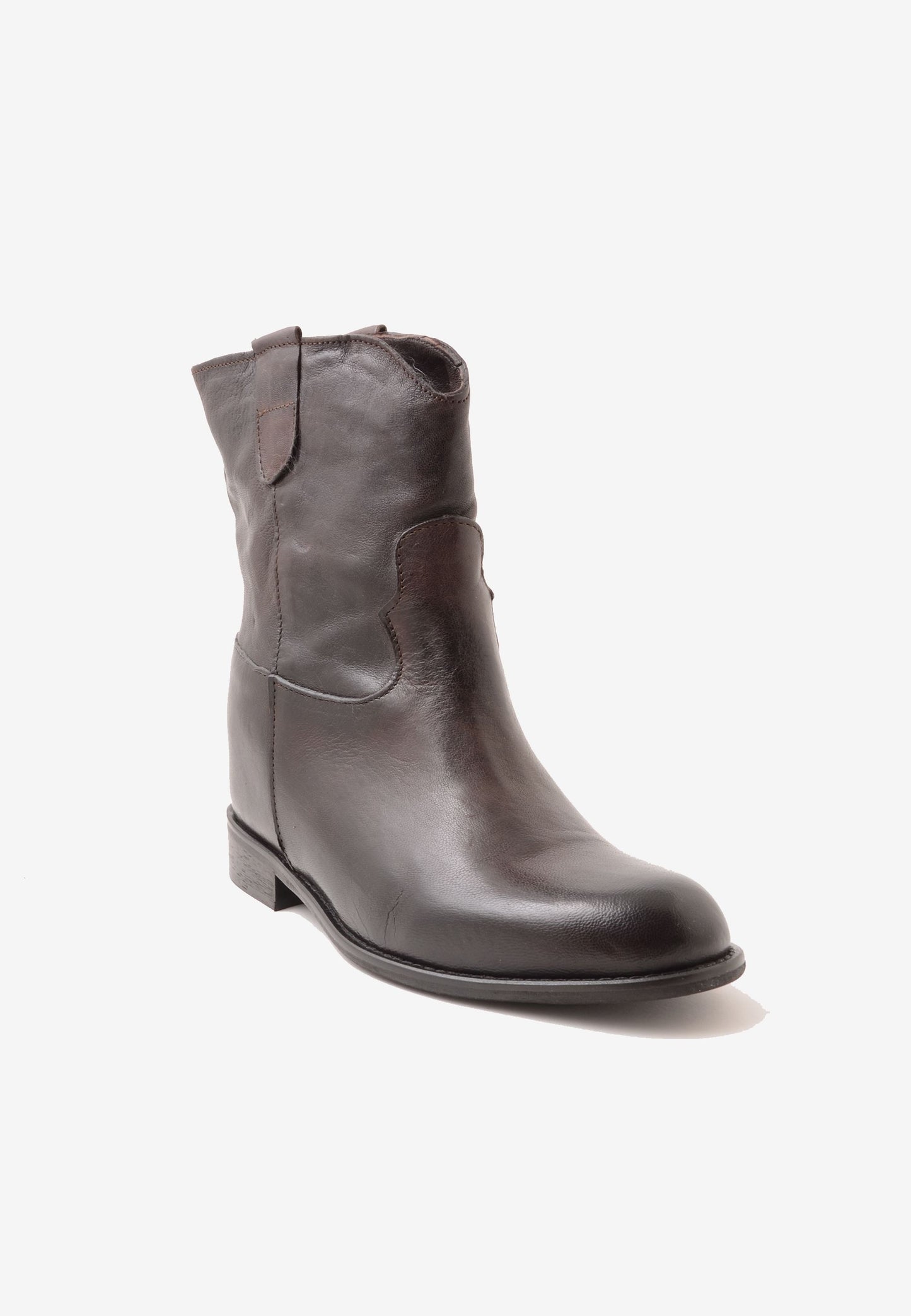 DIVINE FOLLIE - Stivaletto In Pelle Lavata Moro