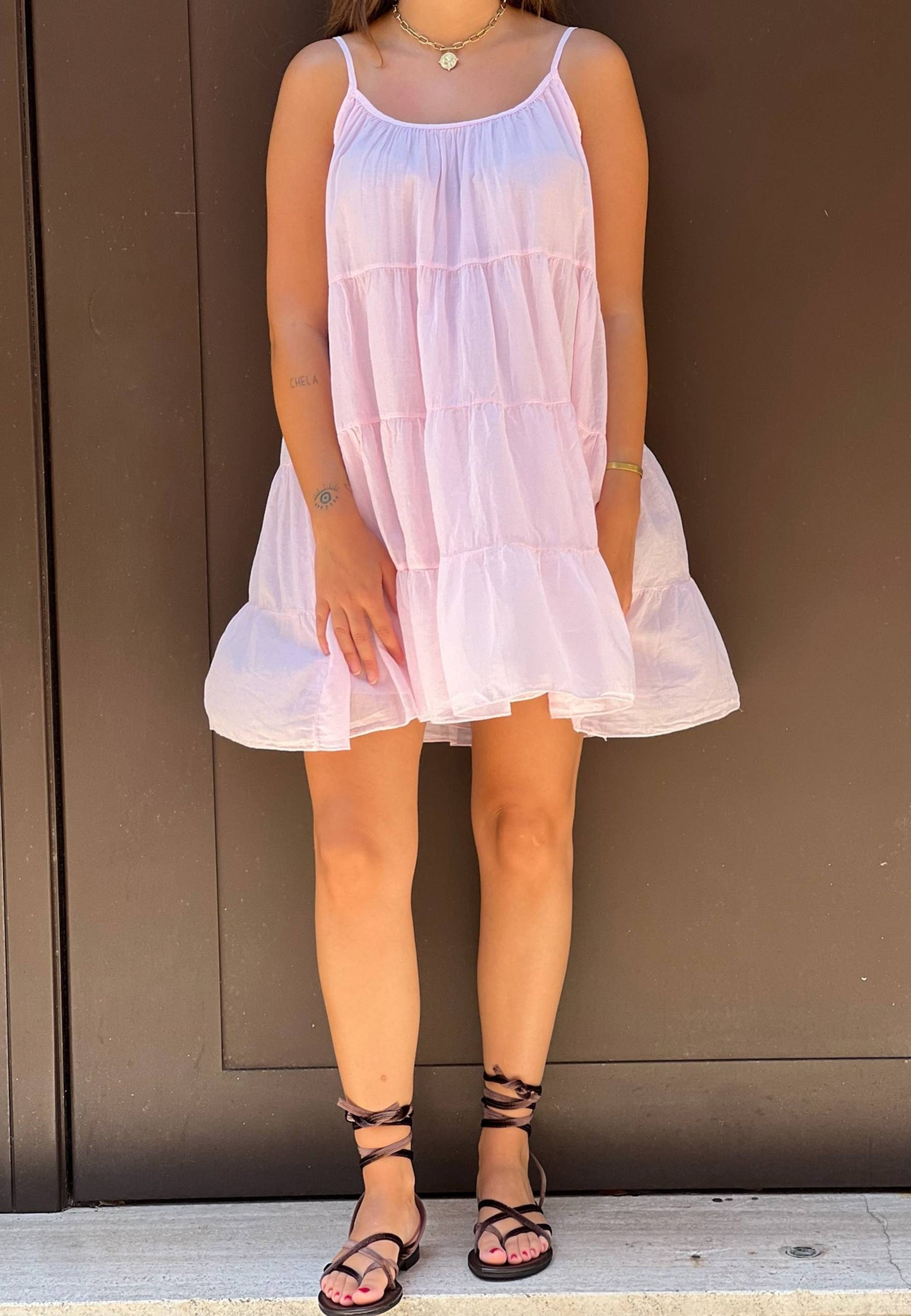 MOTEL - Abito Mussola Corto Rose Glace