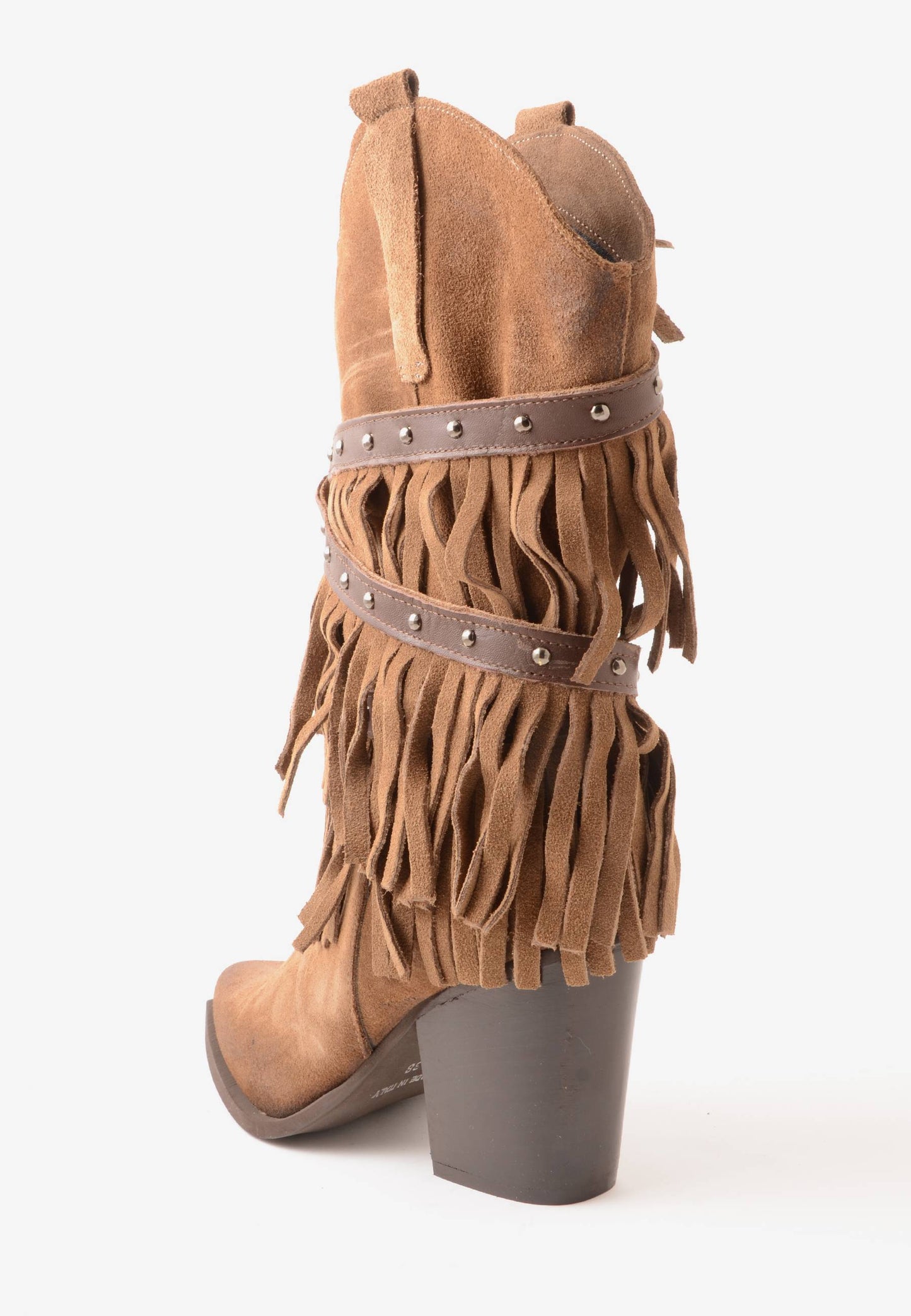 DIVINE FOLLIE - Stivale Frange Texano Camoscio Taupe