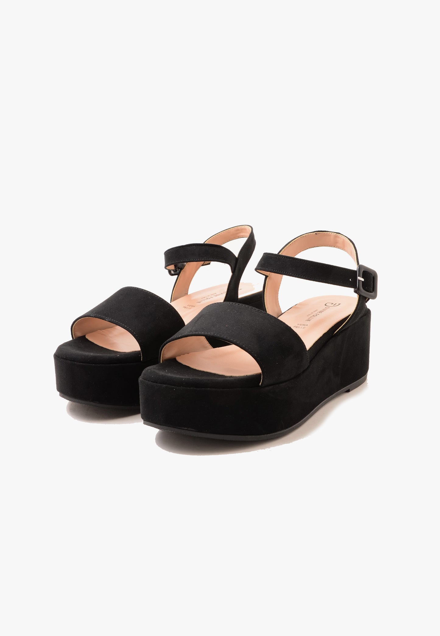 DIVINE FOLLIE - Sandalo Zeppa Camoscio Nero