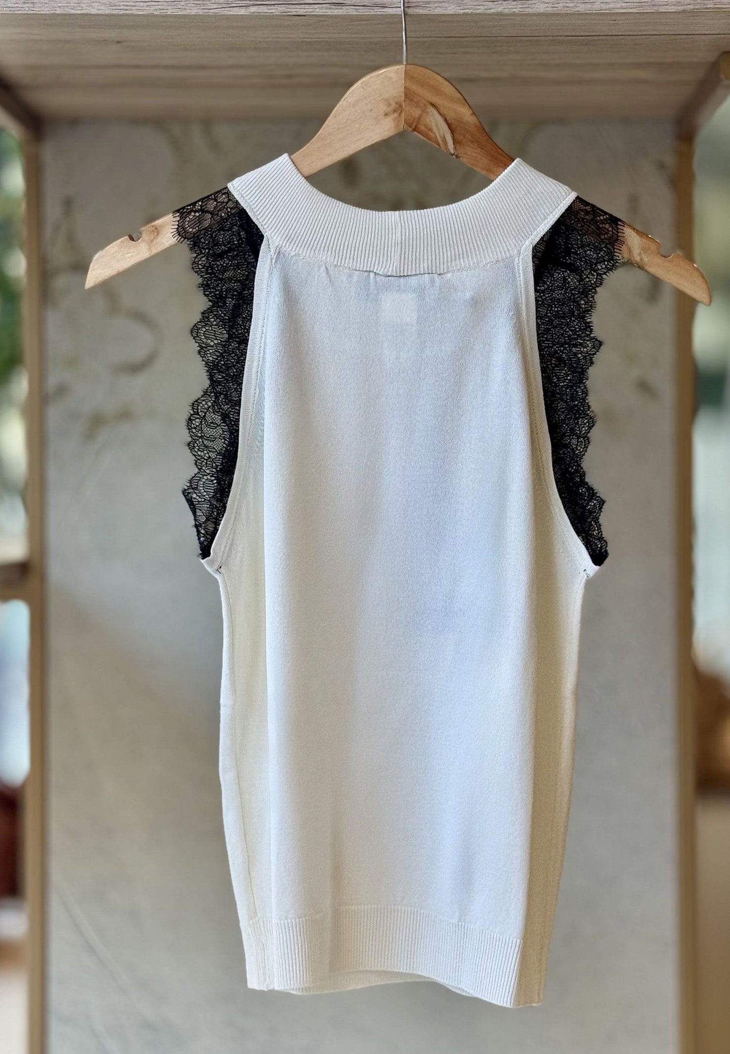 MARYLEY - Canotta Pizzo Panna