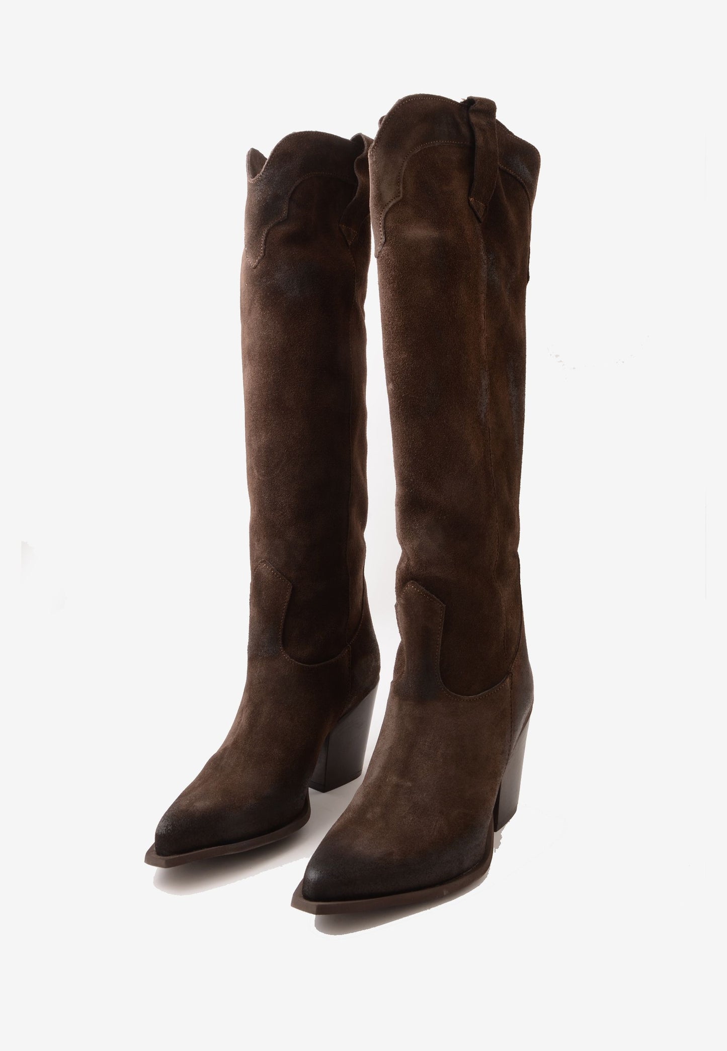 DIVINE FOLLIE - Stivale Texano Alto Crosta Moro
