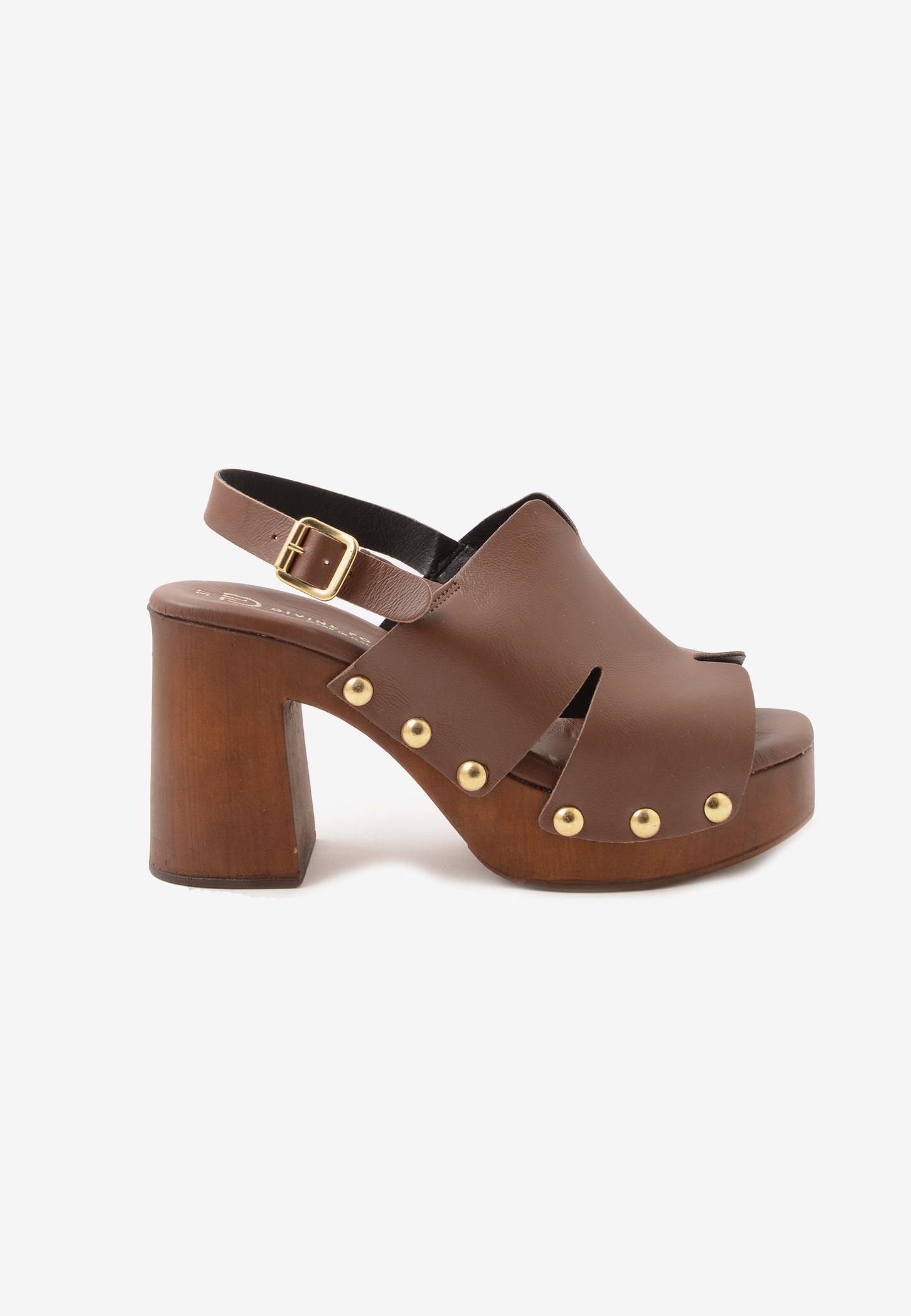 DIVINE FOLLIE - Zoccolo Zeppa Borchie Moro