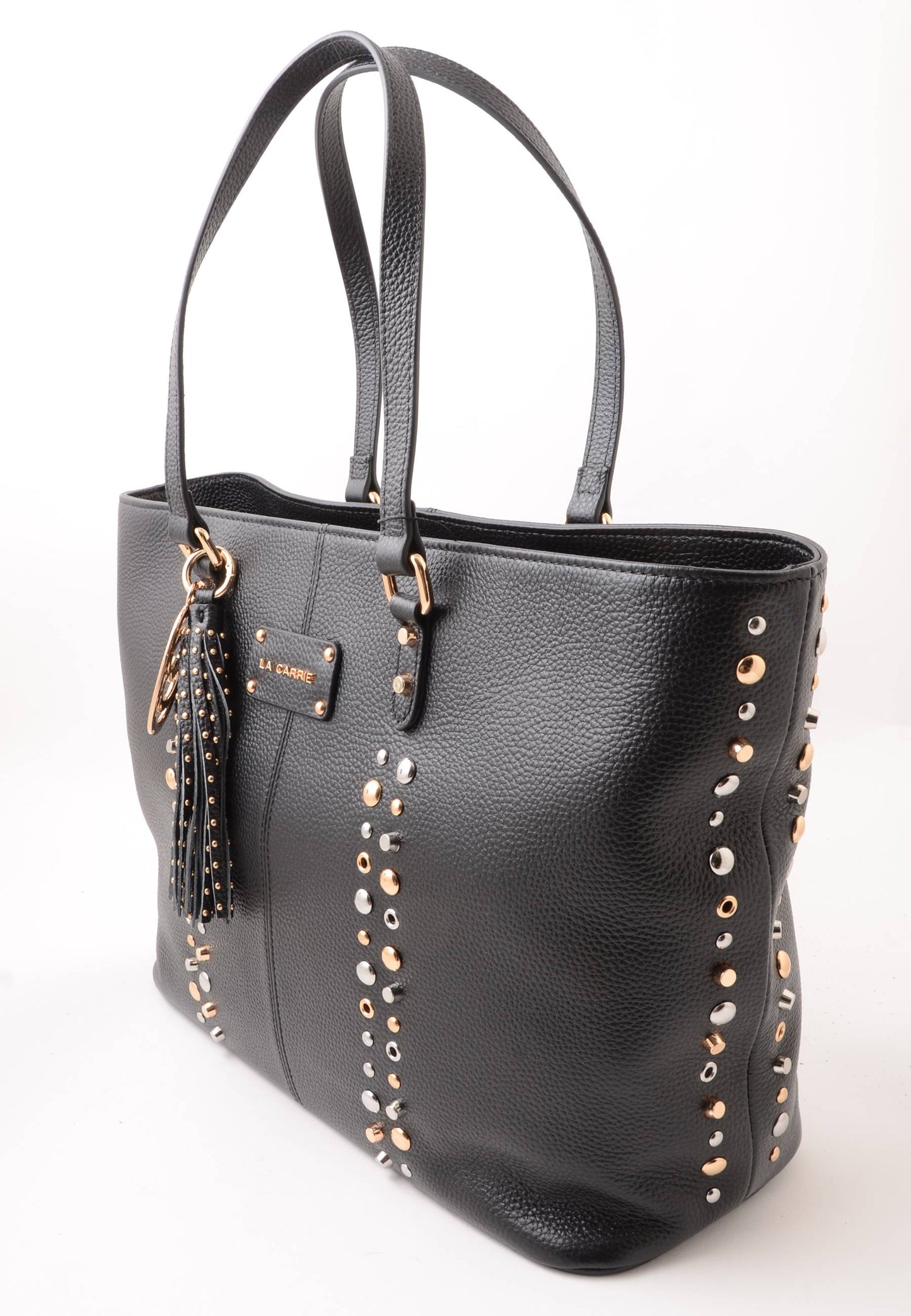 LA CARRIE - Shopping Bag Explosion Vera Pelle Nero