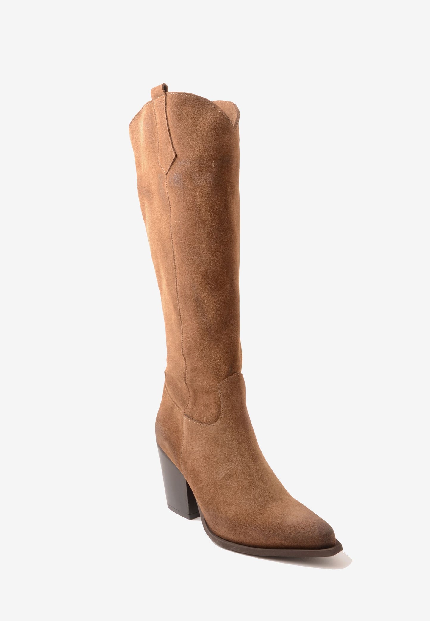 DIVINE FOLLIE - Stivale Alto Texano Camoscio Taupe