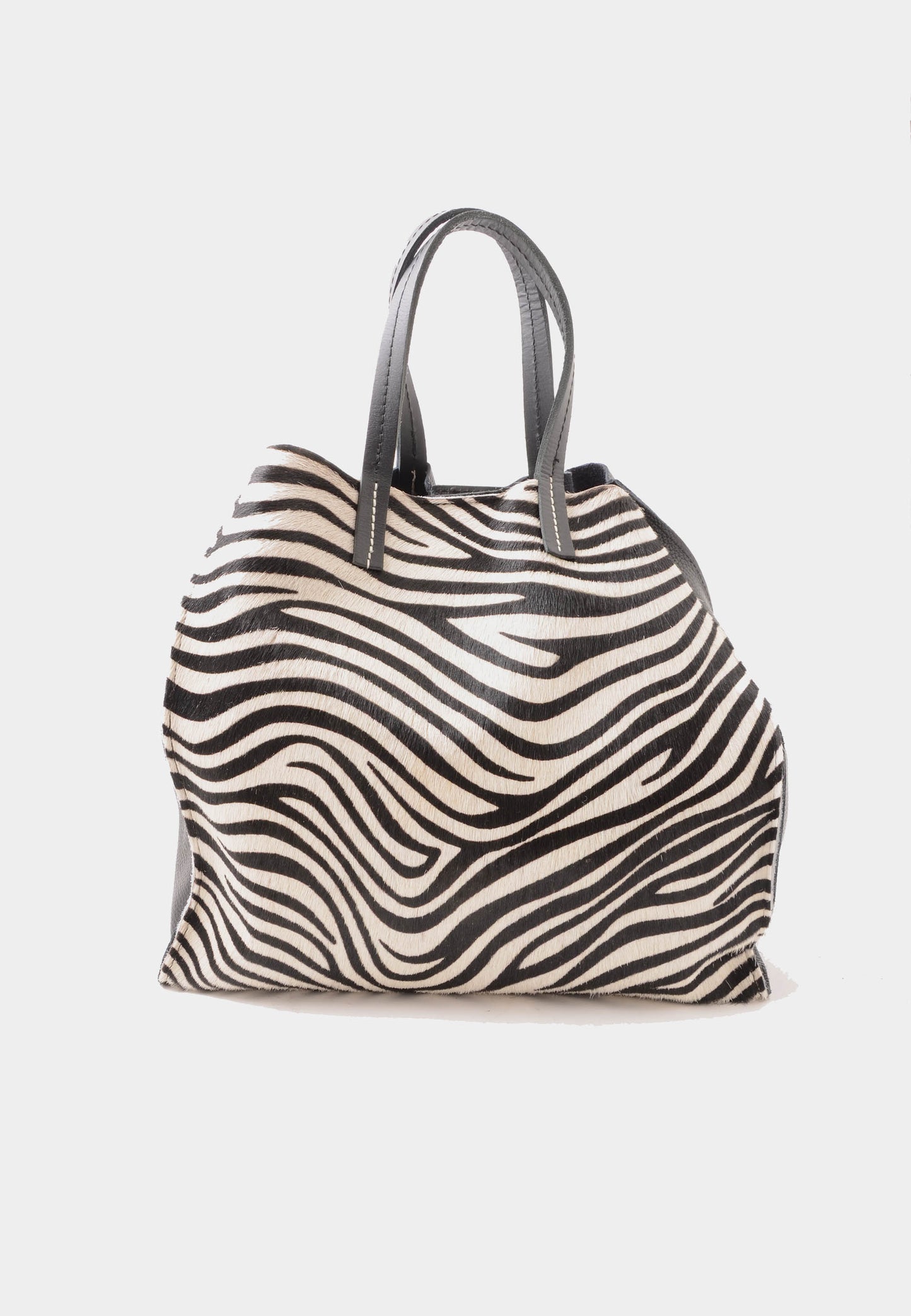 NUNZIA - Tote Bag Cavallino SOFIA Zebrato Bianco