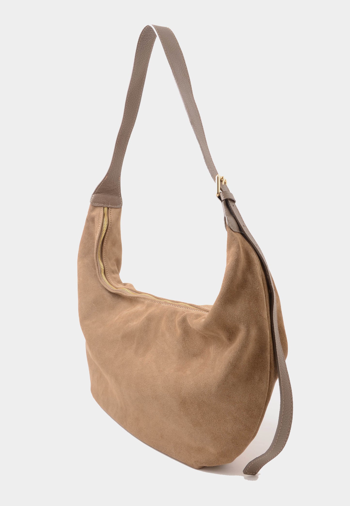 NUNZIA - Borsa Hobo Camoscio PRINCY Beige