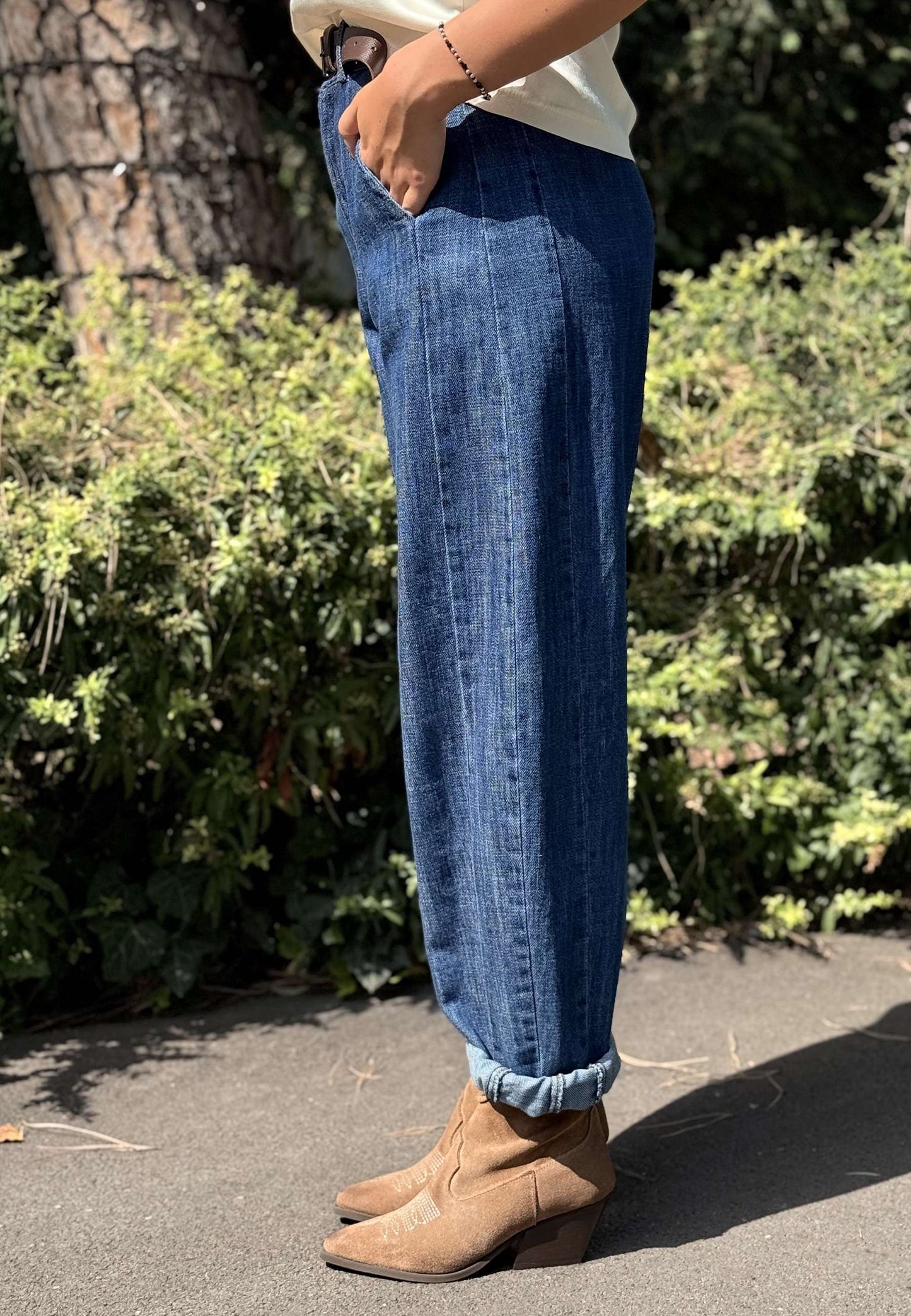 LE STREGHE - Jeans Balloon Vita Alta Blu Chiaro