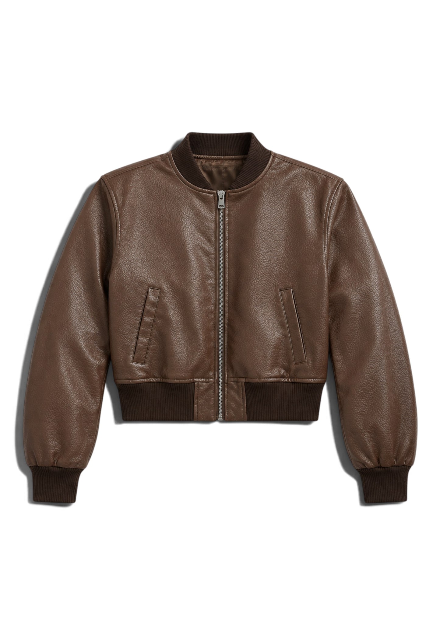MOTEL - Bomber Cropped In Similpelle Marrone