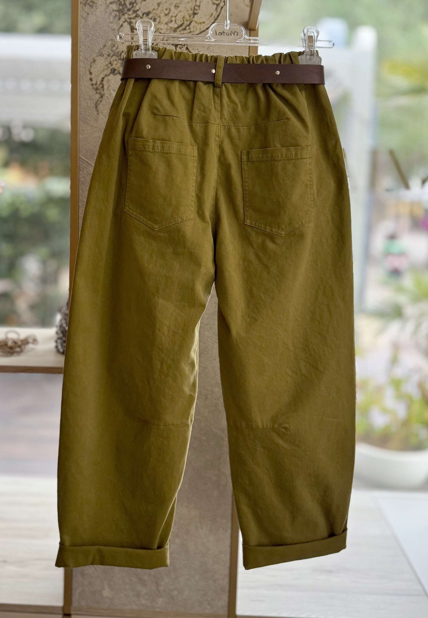 MOTEL - Pantalone Barrel Verde Olio