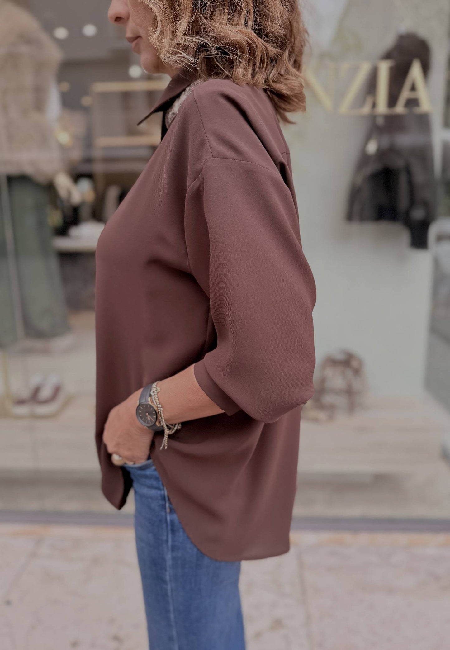 LE STREGHE - Camicia Scivolata Moro