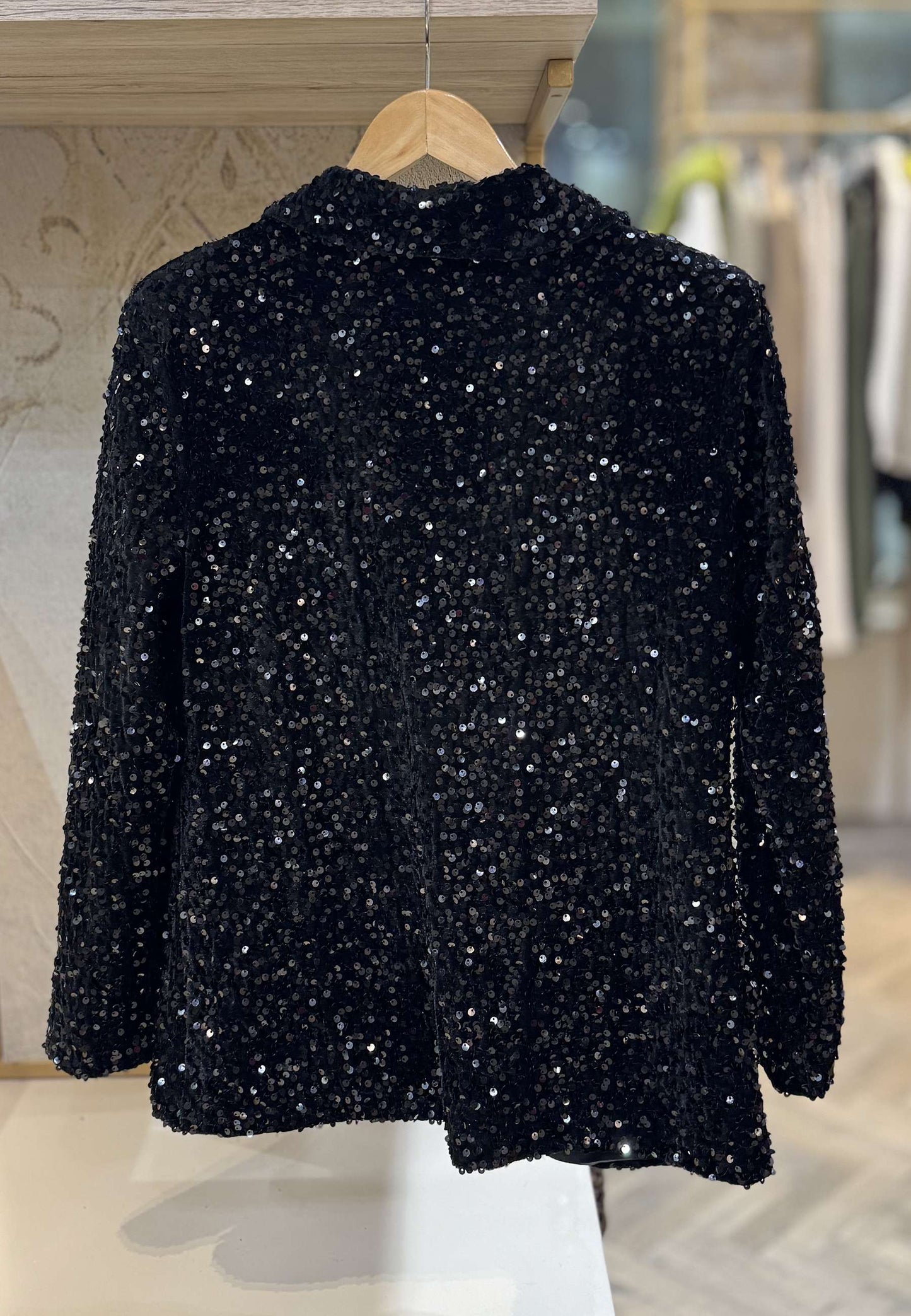 LE STREGHE - Giacca Monopetto In Paillettes Nero