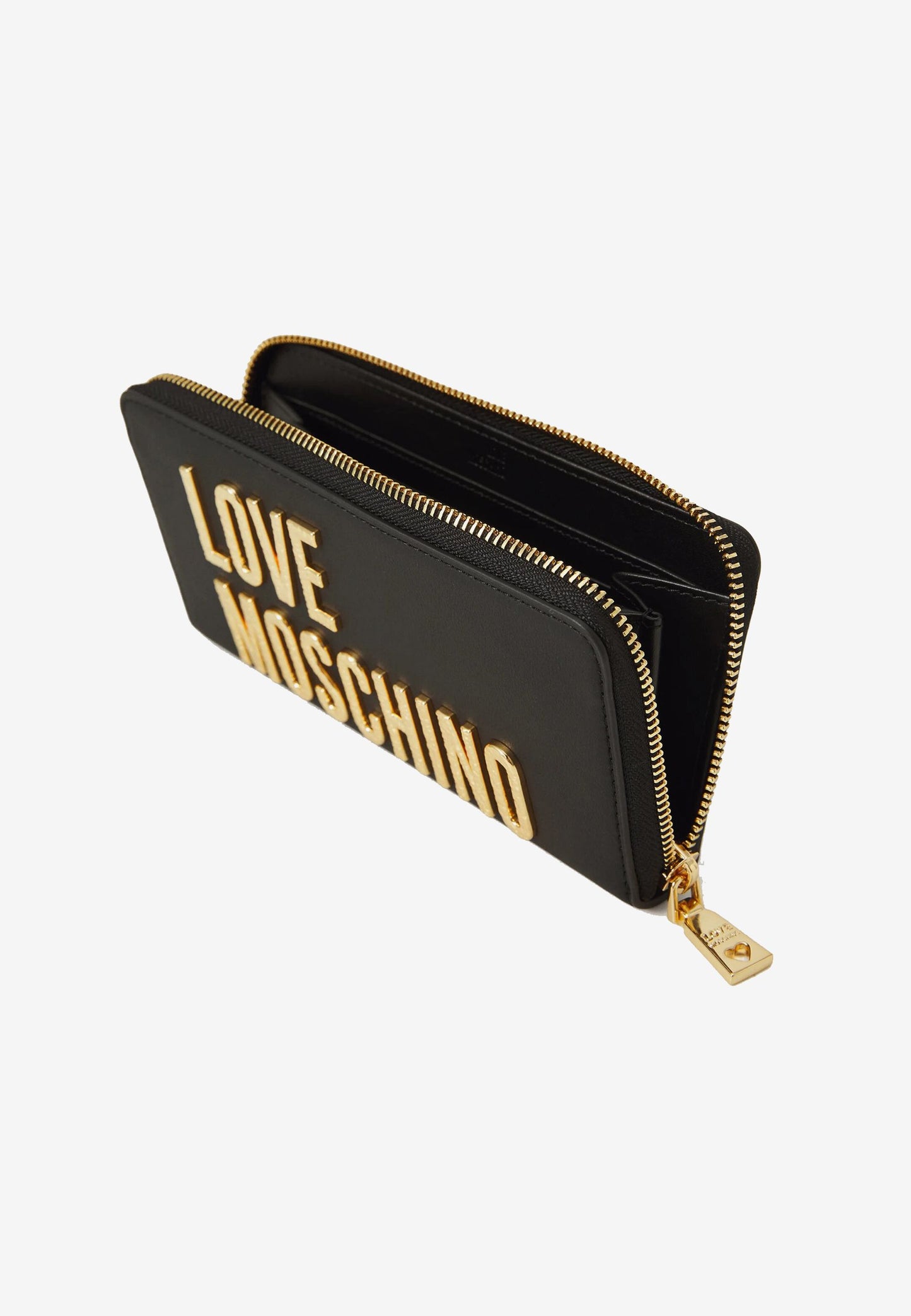 LOVE MOSCHINO - Portafoglio Zip Around Lettering Nero oro