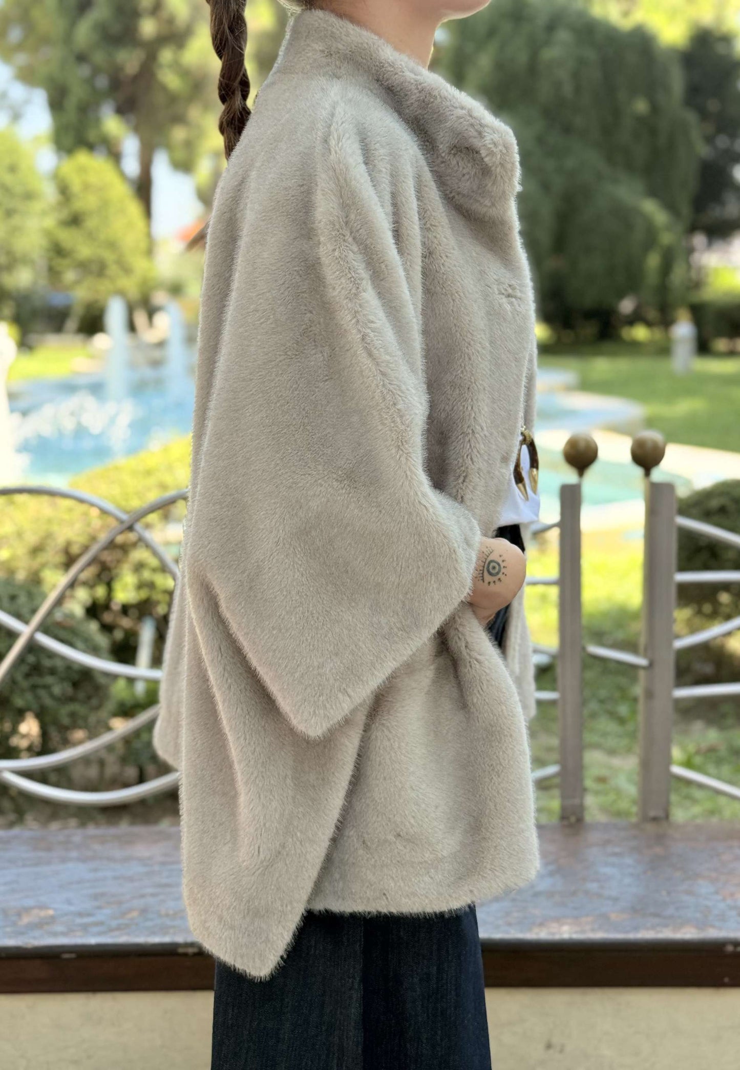 ALEX & MAX - Cappa In Ecopelliccia Grigio