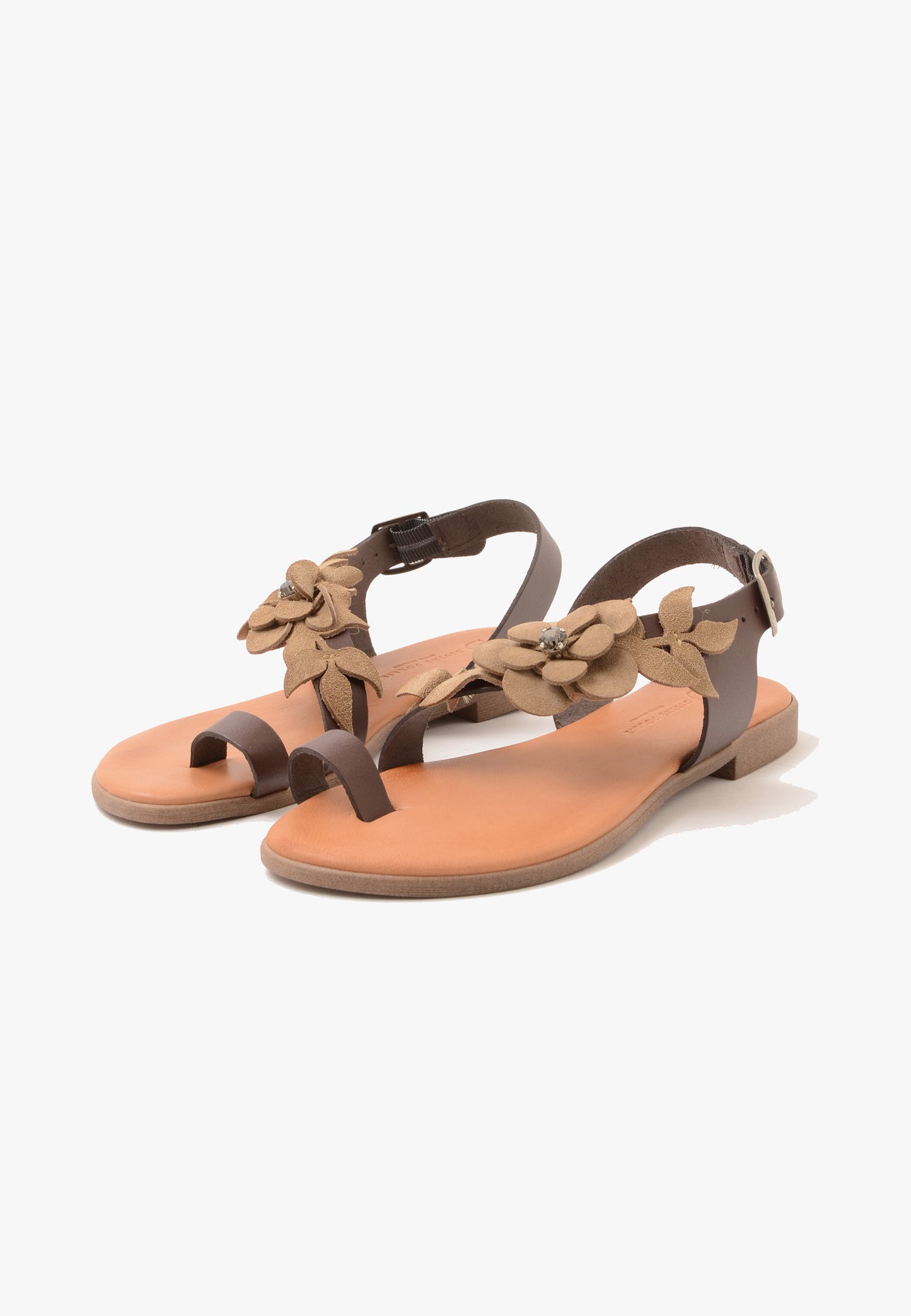DIVINE FOLLIE - Sandalo Fiori Camoscio Moro