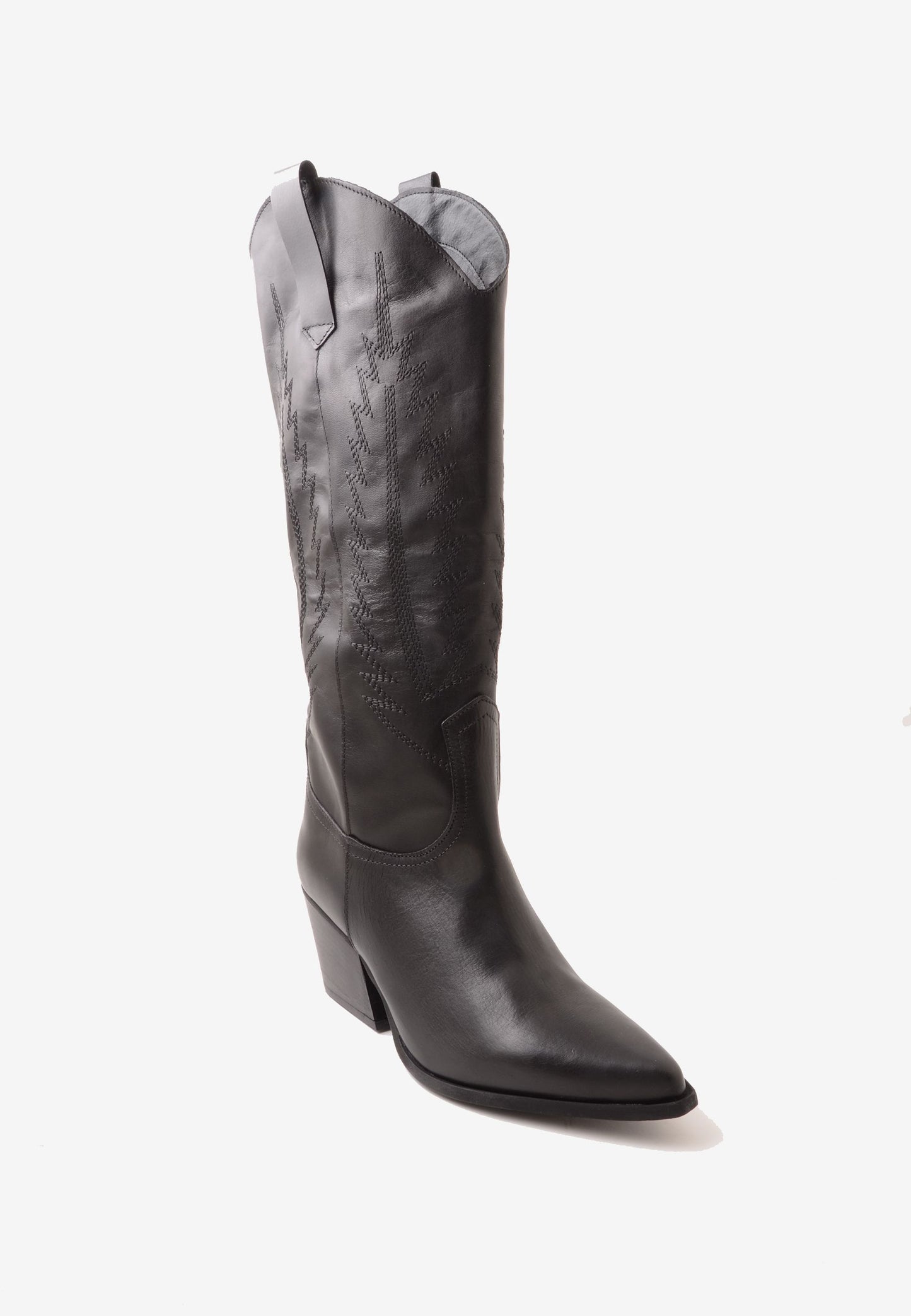 DIVINE FOLLIE - Texano Ricamo Vera Pelle Nero