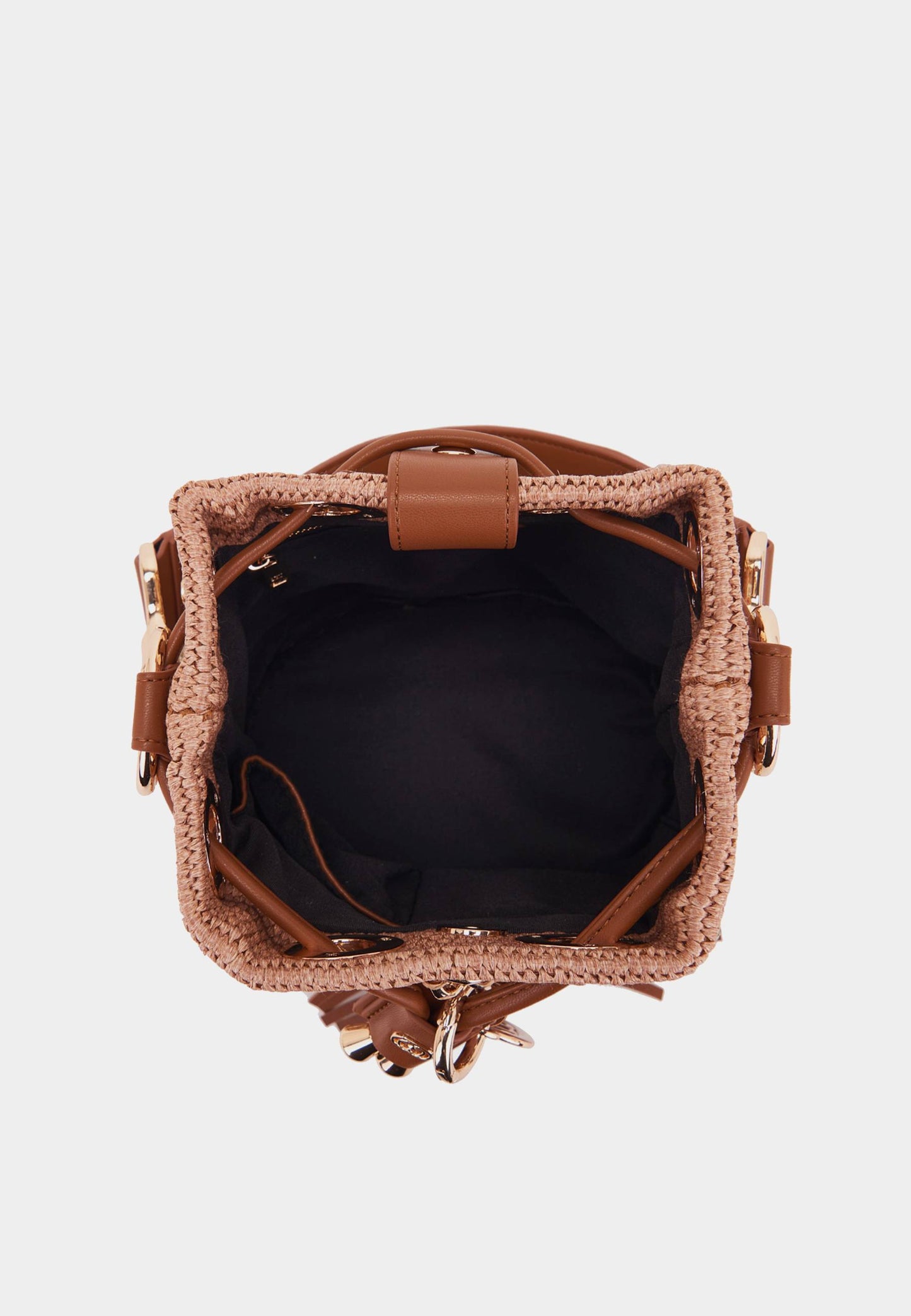 LA CARRIE - Secchiello Piccolo Mirror Raffia Cuoio