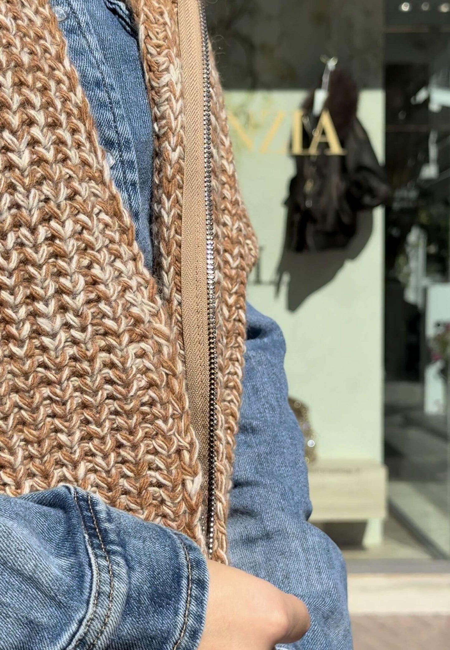 LE STREGHE - Gilet In Maglia Cuoio