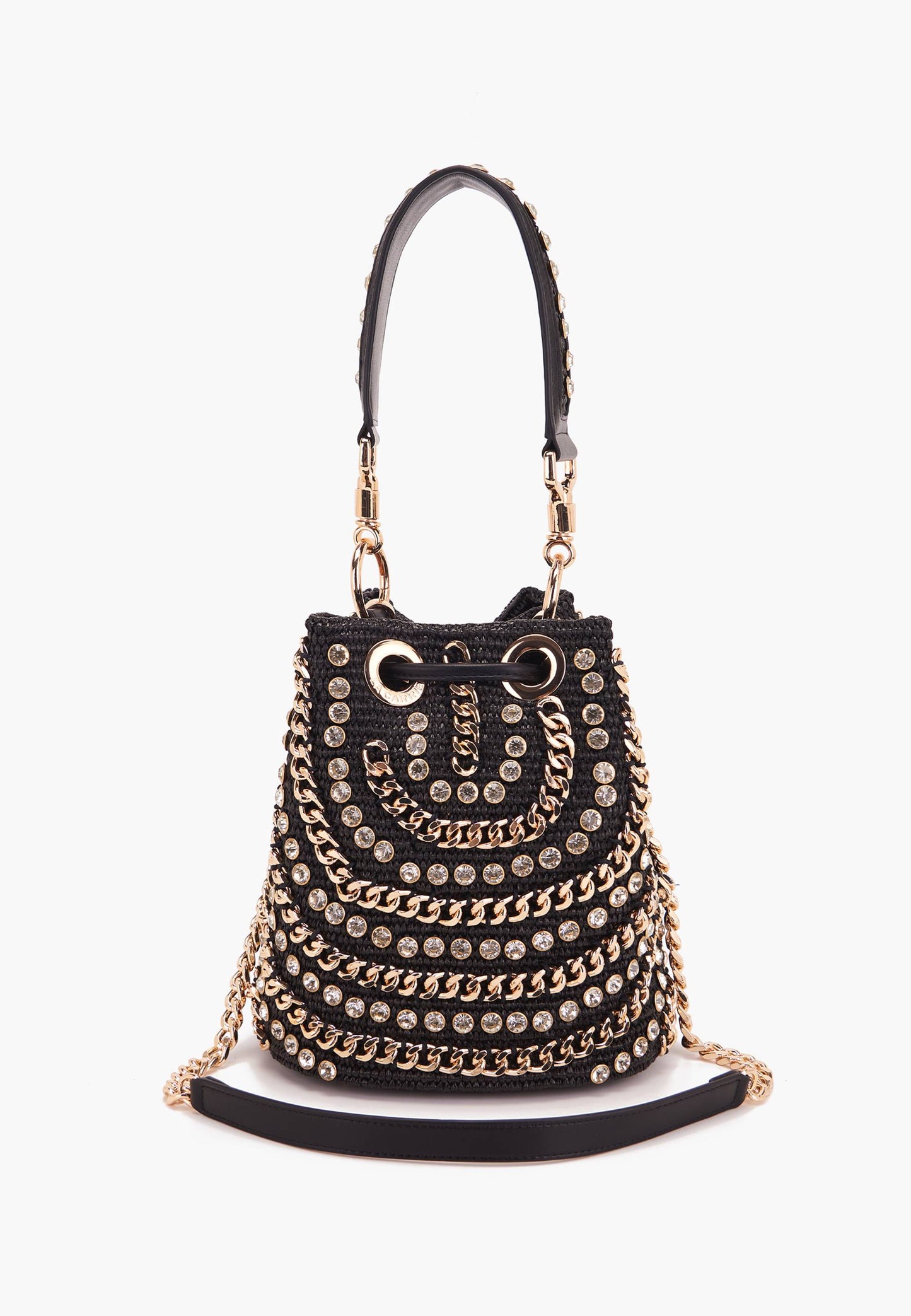 LA CARRIE - Secchiello Mirror Raffia Nero