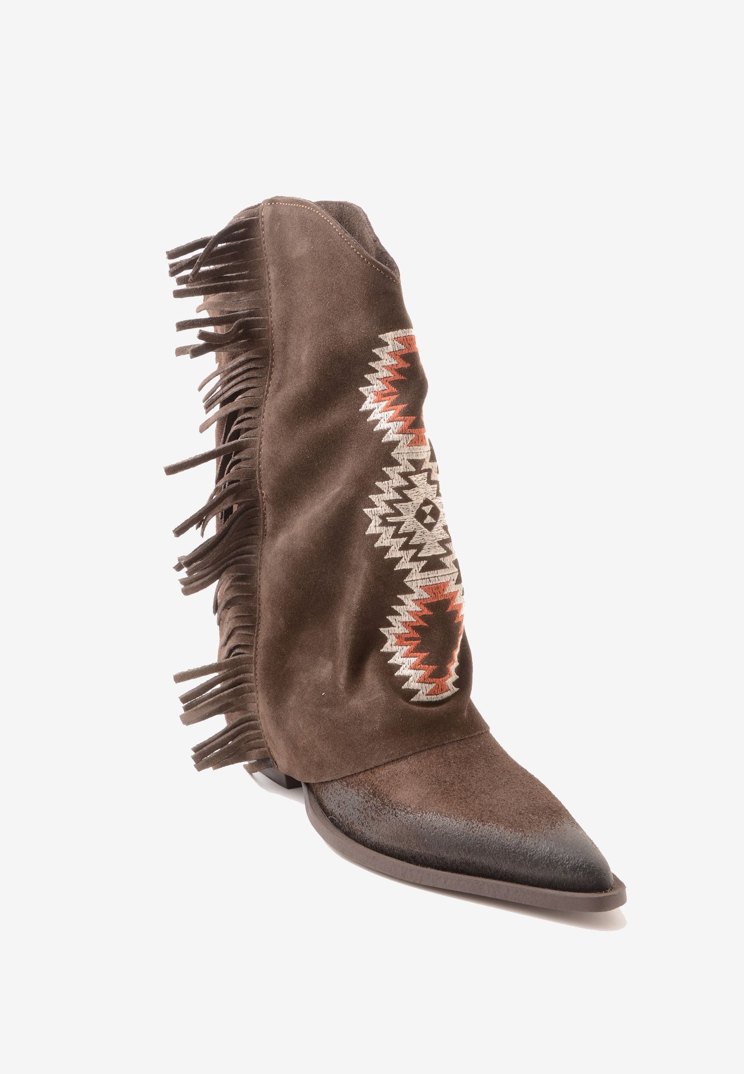 DIVINE FOLLIE - Stivale Camoscio Ricamo Etnico Moro