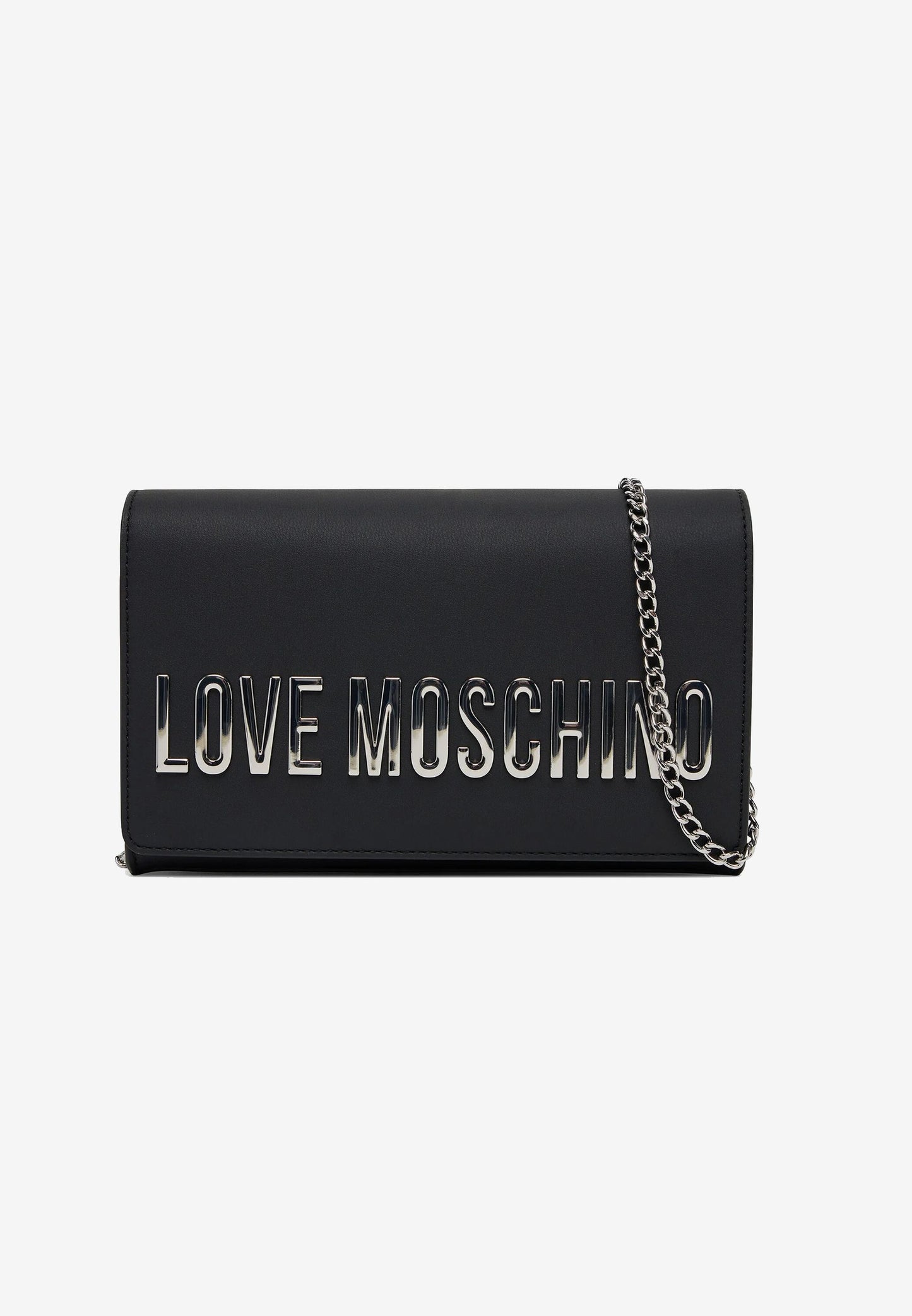 LOVE MOSCHINO - Borsetta A Tracolla Lettering Soft Touch Nero Argento