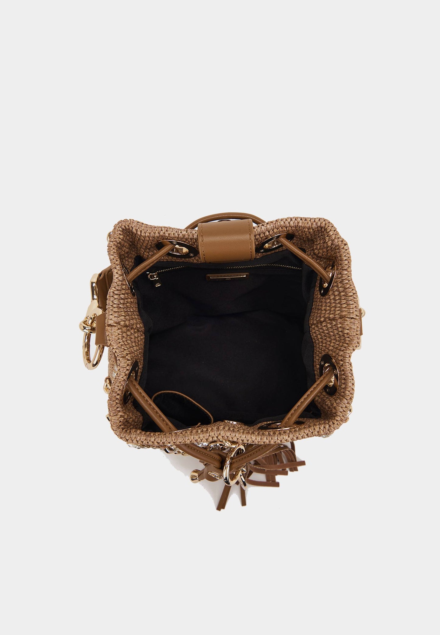 LA CARRIE - Secchiello Mirror Raffia Cuoio