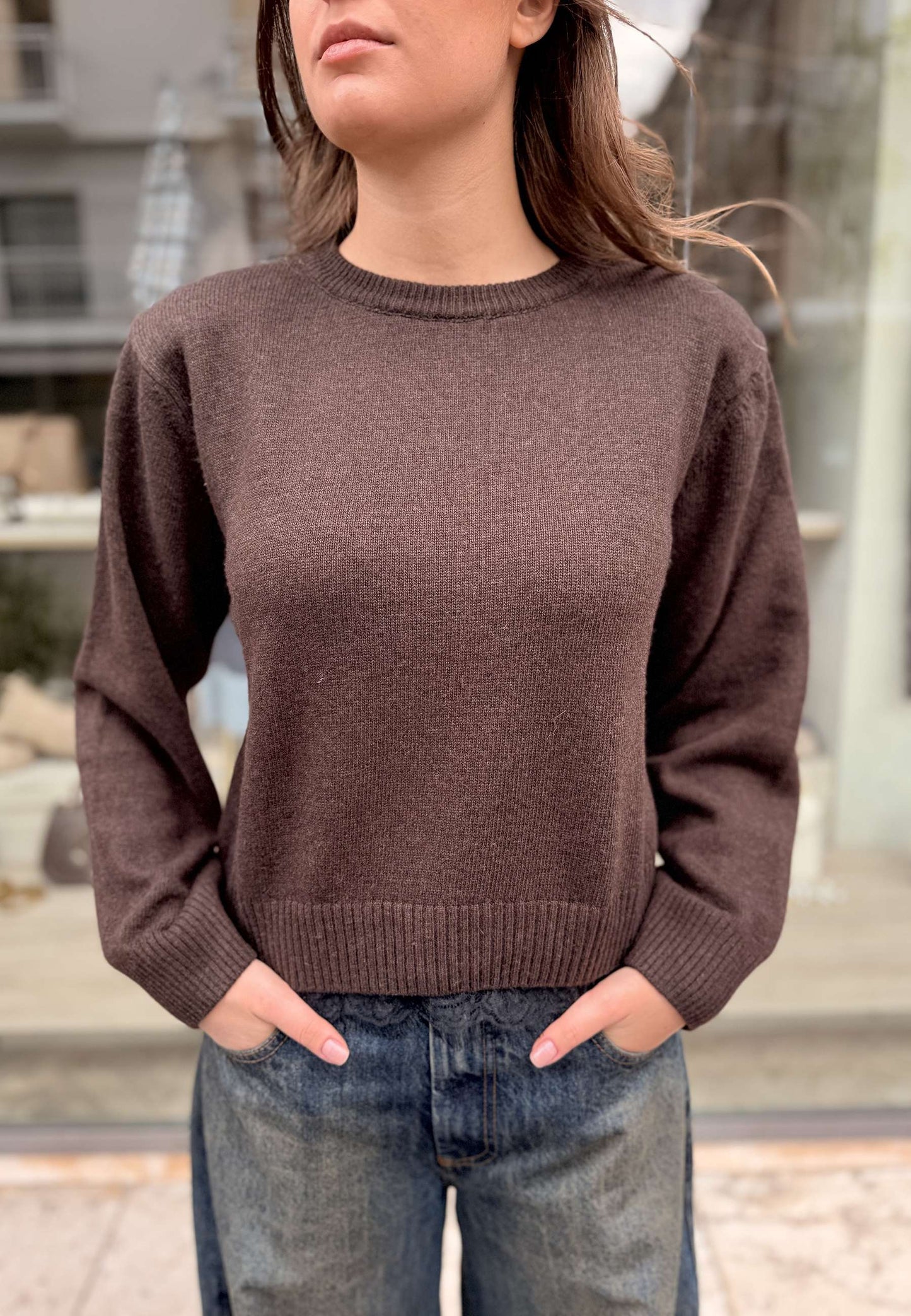 MOTEL - Pullover Lingerie Con Spallina Marrone