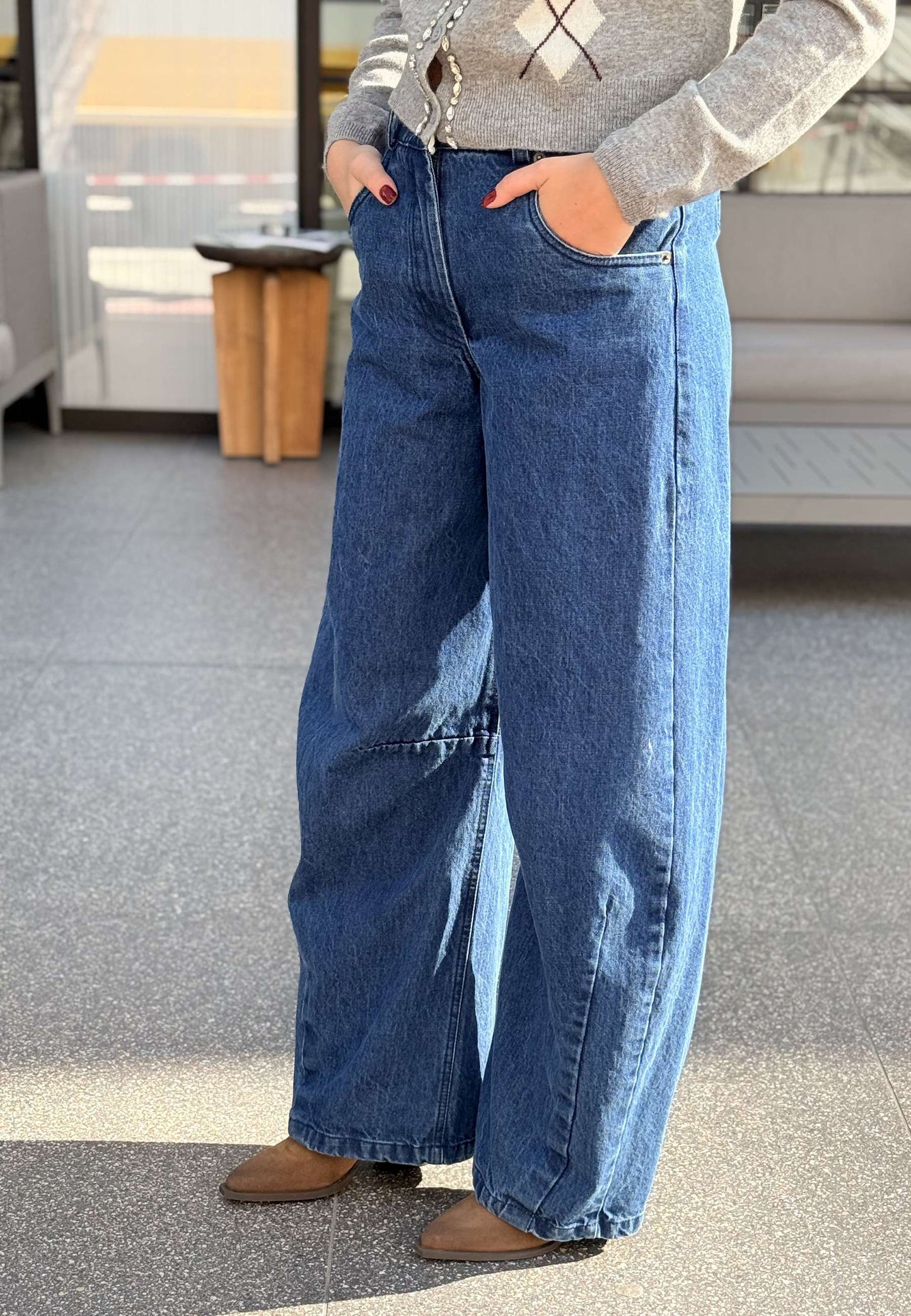 MOTEL - Jeans Barrel Blu Denim