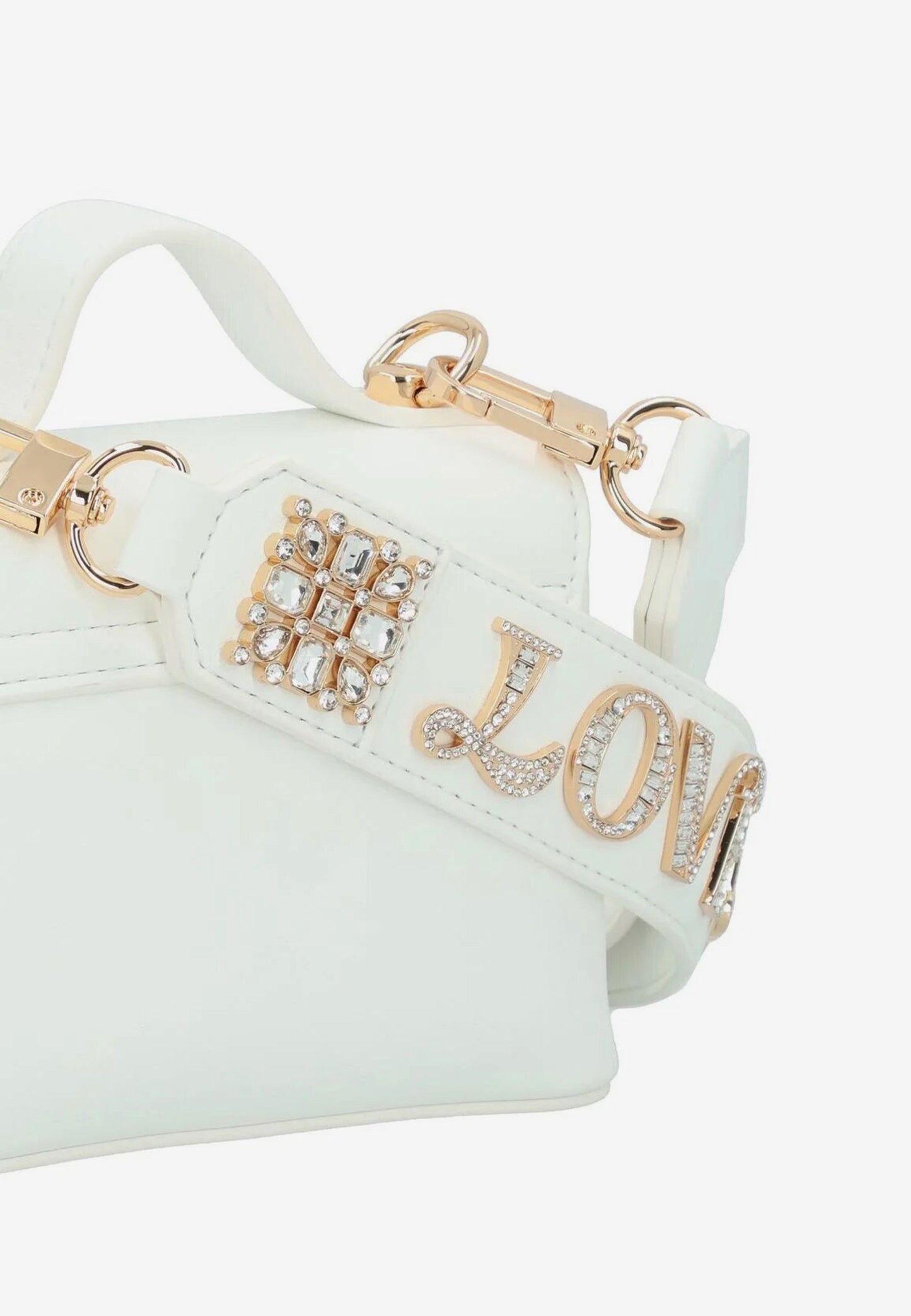 LOVE MOSCHINO - Mini Borsetta Strass Bianco